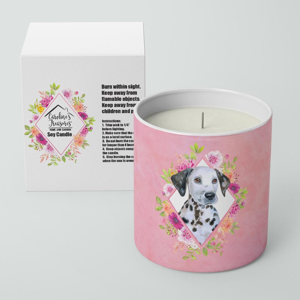 Dalmatian Puppy Pink Flowers 10 oz Decorative Soy Candle CK4136CDL by Caroline's Treasures
