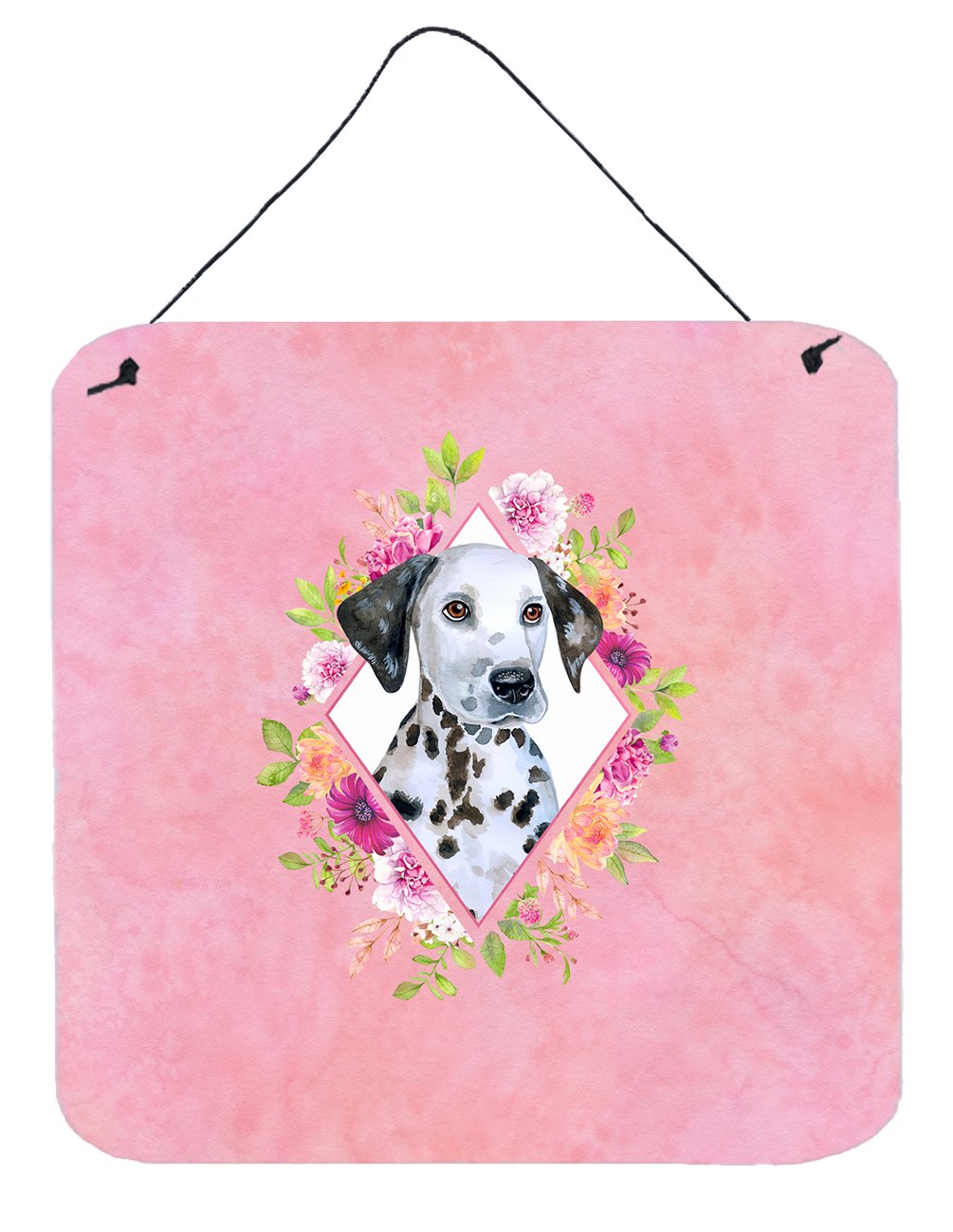 Dalmatian Puppy Pink Flowers Wall or Door Hanging Prints CK4136DS66 by Caroline&#39;s Treasures
