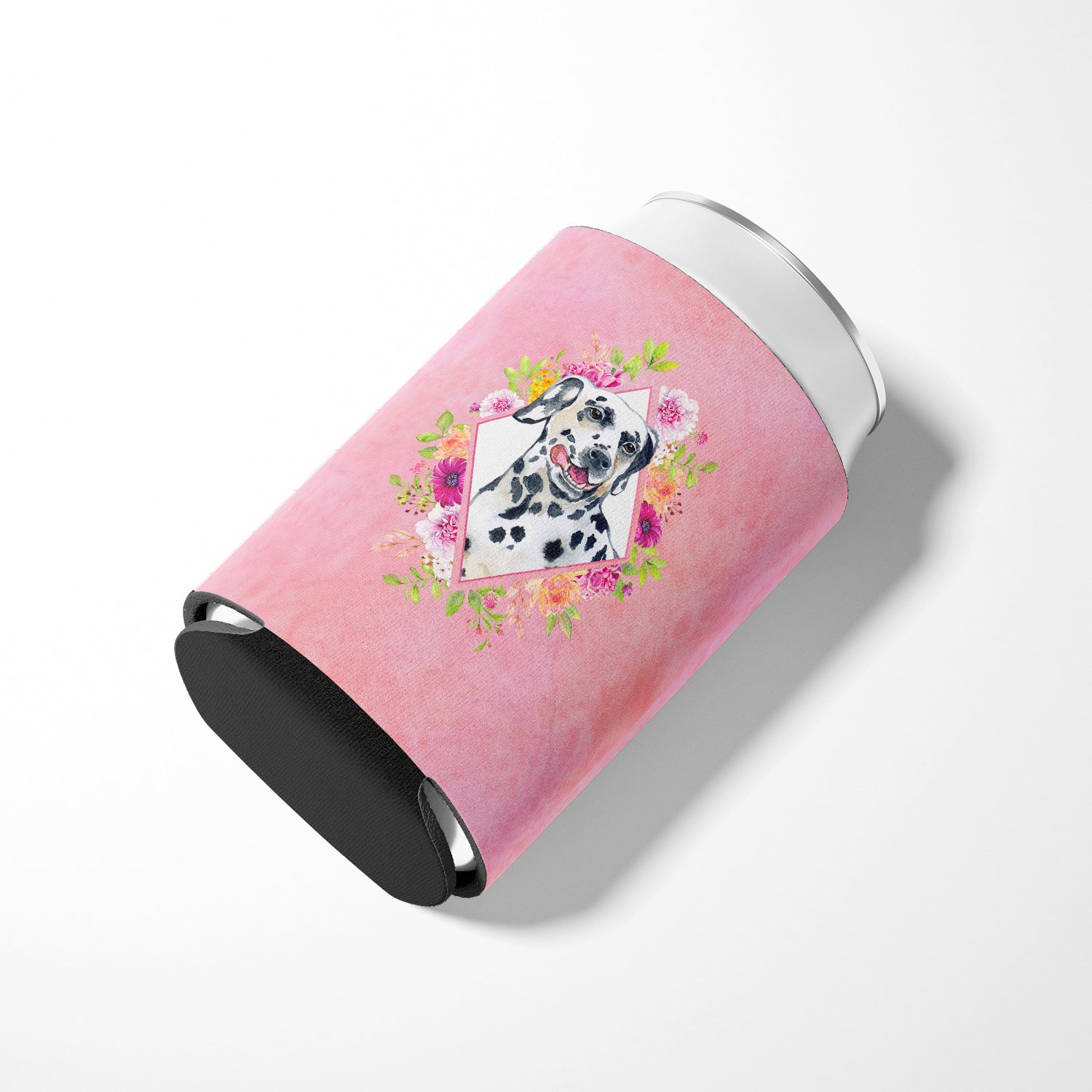 Dalmatian Pink Flowers Can or Bottle Hugger CK4137CC  the-store.com.