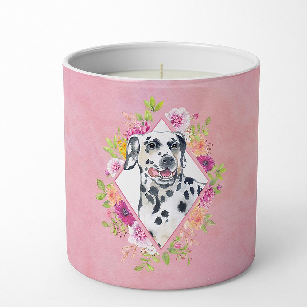 Dalmatian Pink Flowers 10 oz Decorative Soy Candle CK4137CDL by Caroline&#39;s Treasures