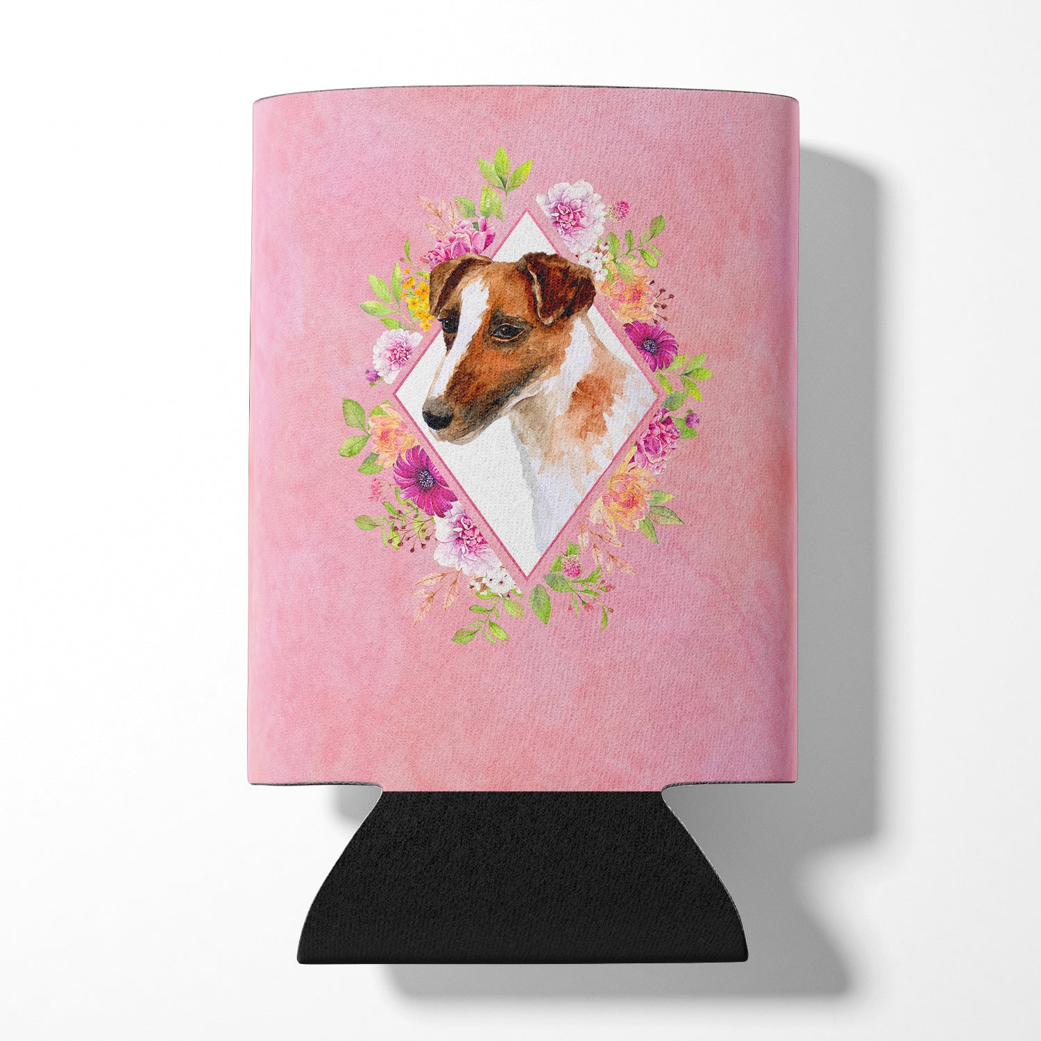 Jack Russell Terrier Pink Flowers Can or Bottle Hugger CK4141CC  the-store.com.