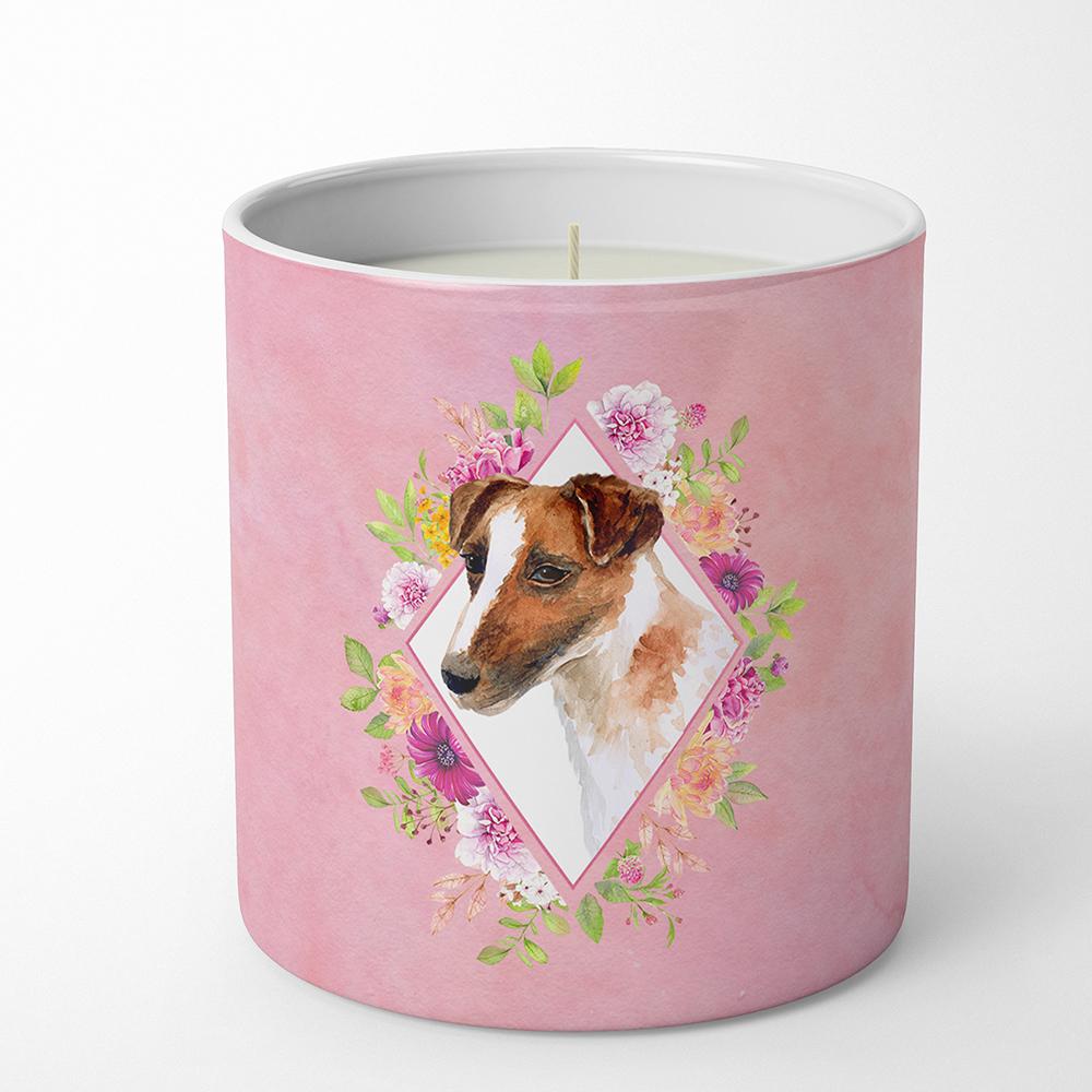 Jack Russell Terrier Pink Flowers 10 oz Decorative Soy Candle CK4141CDL by Caroline&#39;s Treasures