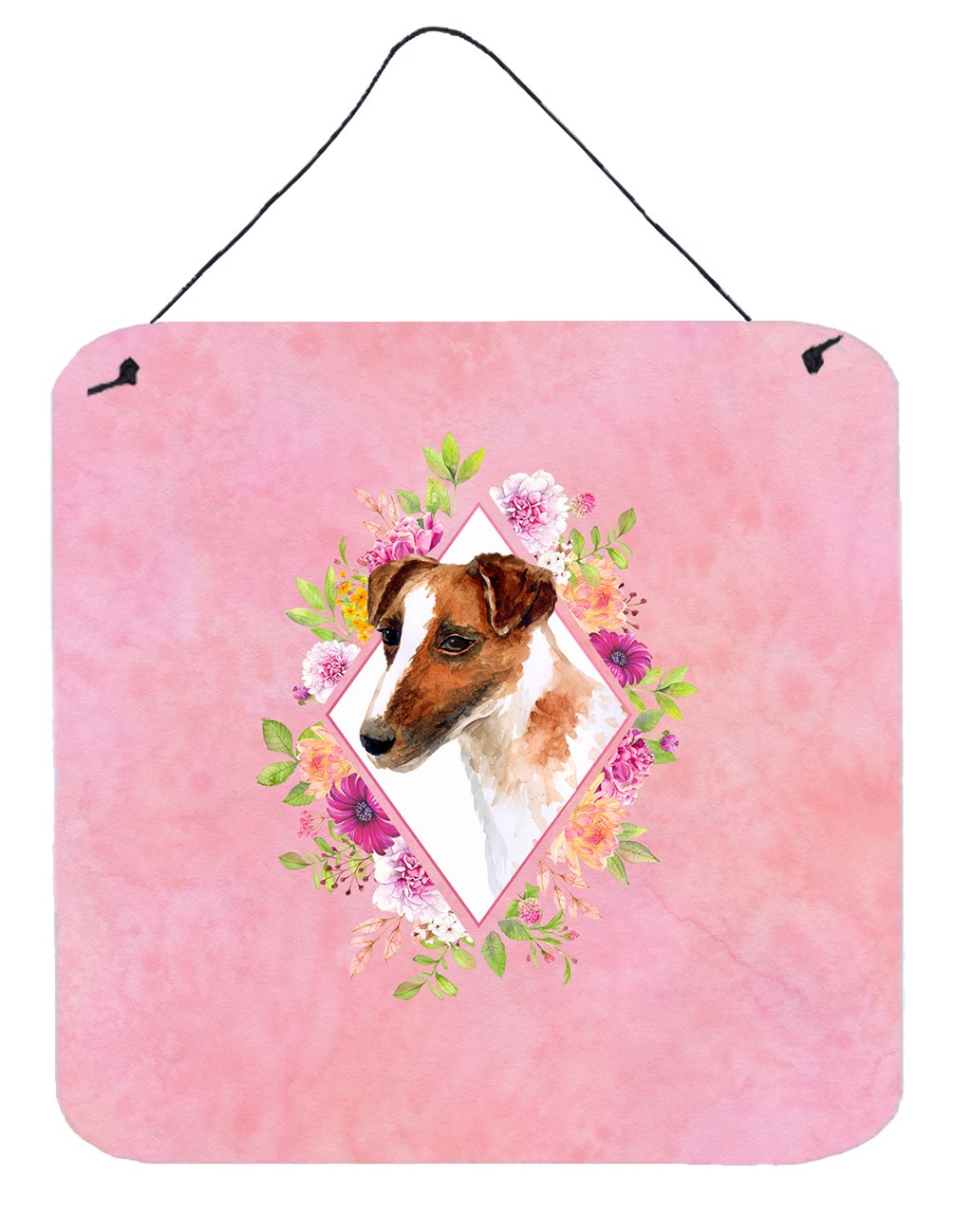 Jack Russell Terrier Pink Flowers Wall or Door Hanging Prints CK4141DS66 by Caroline&#39;s Treasures