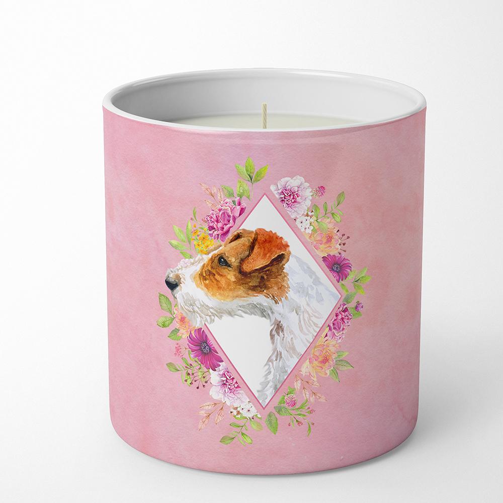 Jack Russell Terrier #2 Pink Flowers 10 oz Decorative Soy Candle CK4142CDL by Caroline&#39;s Treasures
