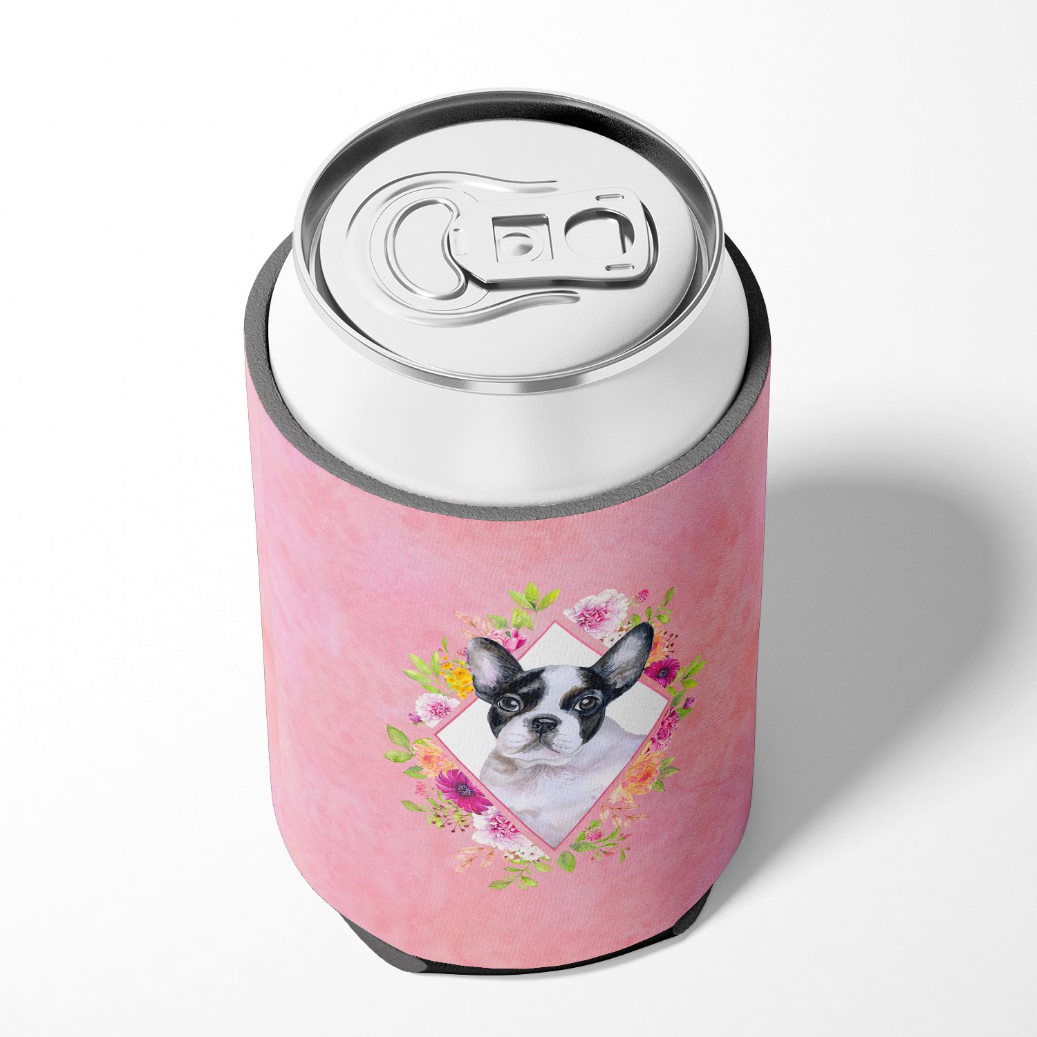 French Bulldog Pink Flowers Can or Bottle Hugger CK4143CC