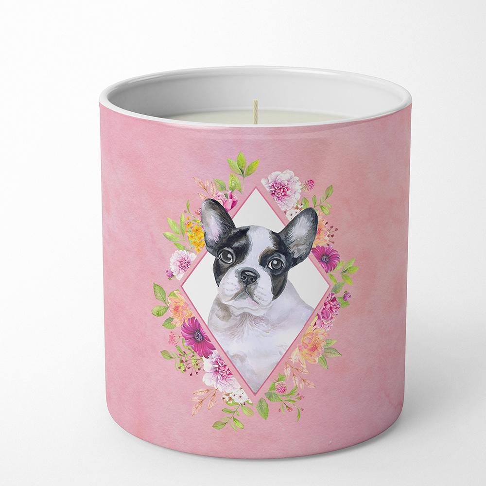 French Bulldog Pink Flowers 10 oz Decorative Soy Candle CK4143CDL by Caroline&#39;s Treasures