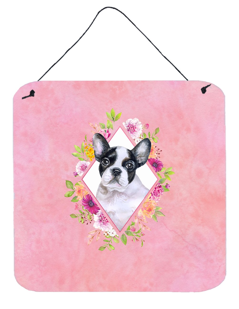 French Bulldog Pink Flowers Wall or Door Hanging Prints CK4143DS66 by Caroline&#39;s Treasures