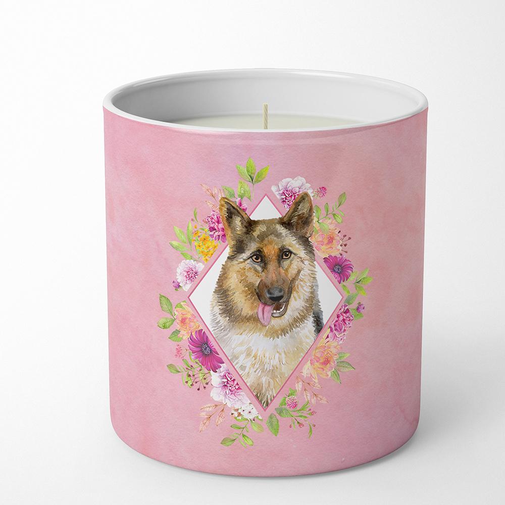 German Shepherd #1 Pink Flowers 10 oz Decorative Soy Candle CK4146CDL by Caroline&#39;s Treasures