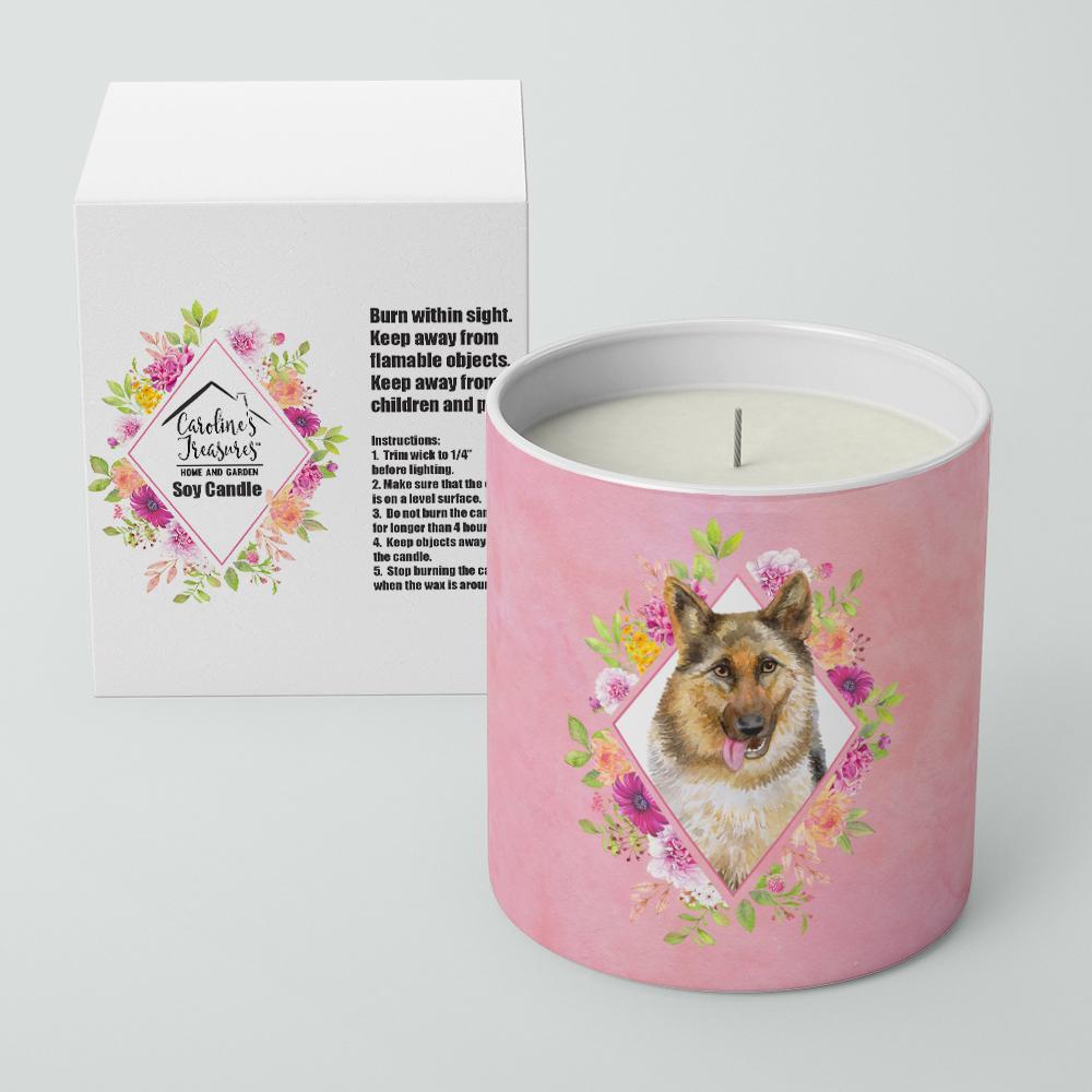 German Shepherd #1 Pink Flowers 10 oz Decorative Soy Candle CK4146CDL by Caroline's Treasures