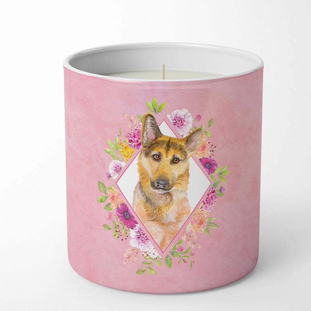German Shepherd #2 Pink Flowers 10 oz Decorative Soy Candle CK4147CDL by Caroline&#39;s Treasures