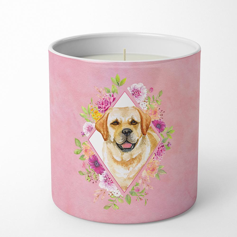 Golden Retriever Pink Flowers 10 oz Decorative Soy Candle CK4149CDL by Caroline&#39;s Treasures