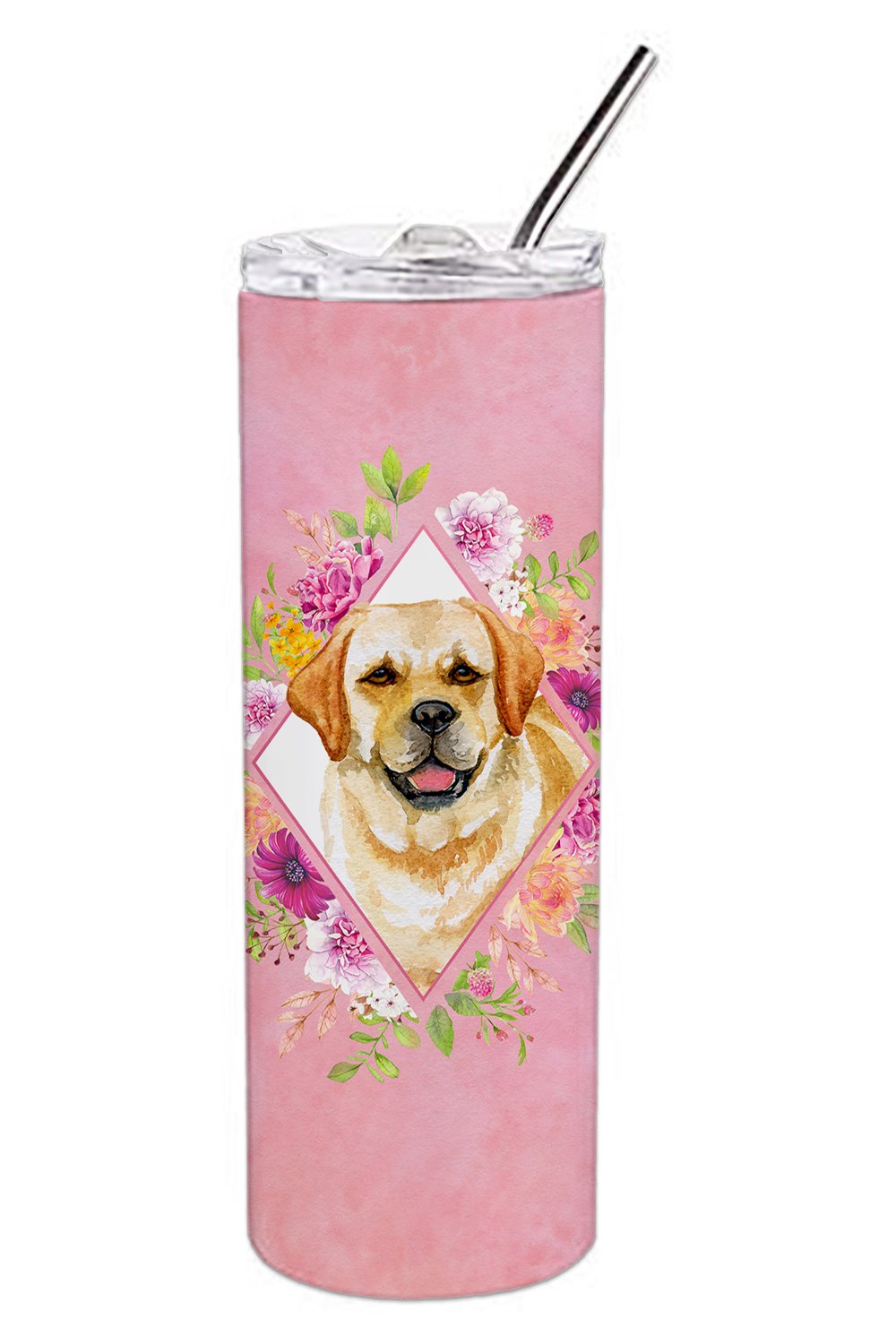 Golden Retriever Pink Flowers Double Walled Stainless Steel 20 oz Skinny Tumbler CK4149TBL20 by Caroline&#39;s Treasures
