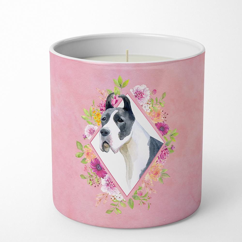 Great Dane Pink Flowers 10 oz Decorative Soy Candle CK4150CDL by Caroline&#39;s Treasures