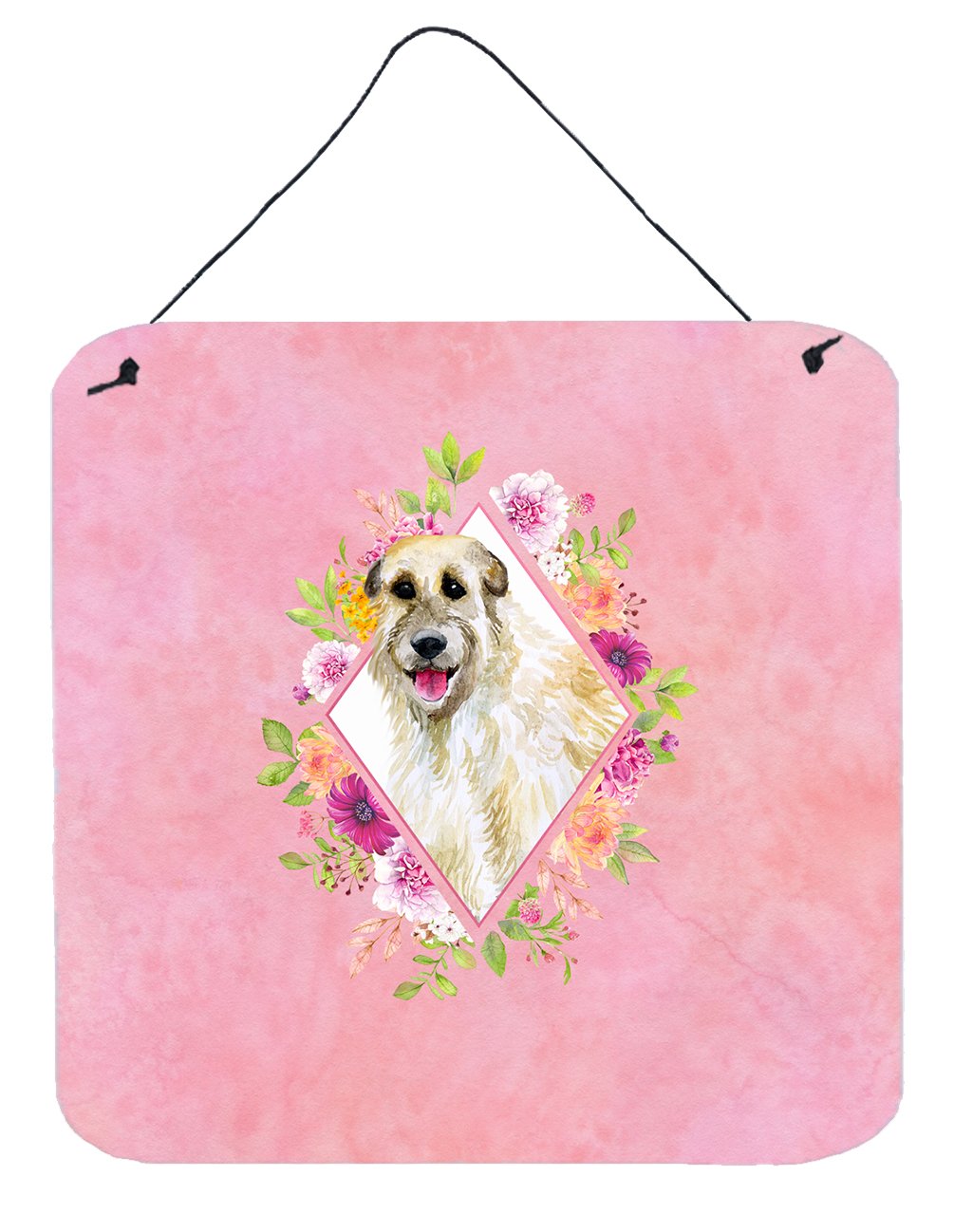 Irish Wolfhound Pink Flowers Wall or Door Hanging Prints CK4153DS66 by Caroline&#39;s Treasures