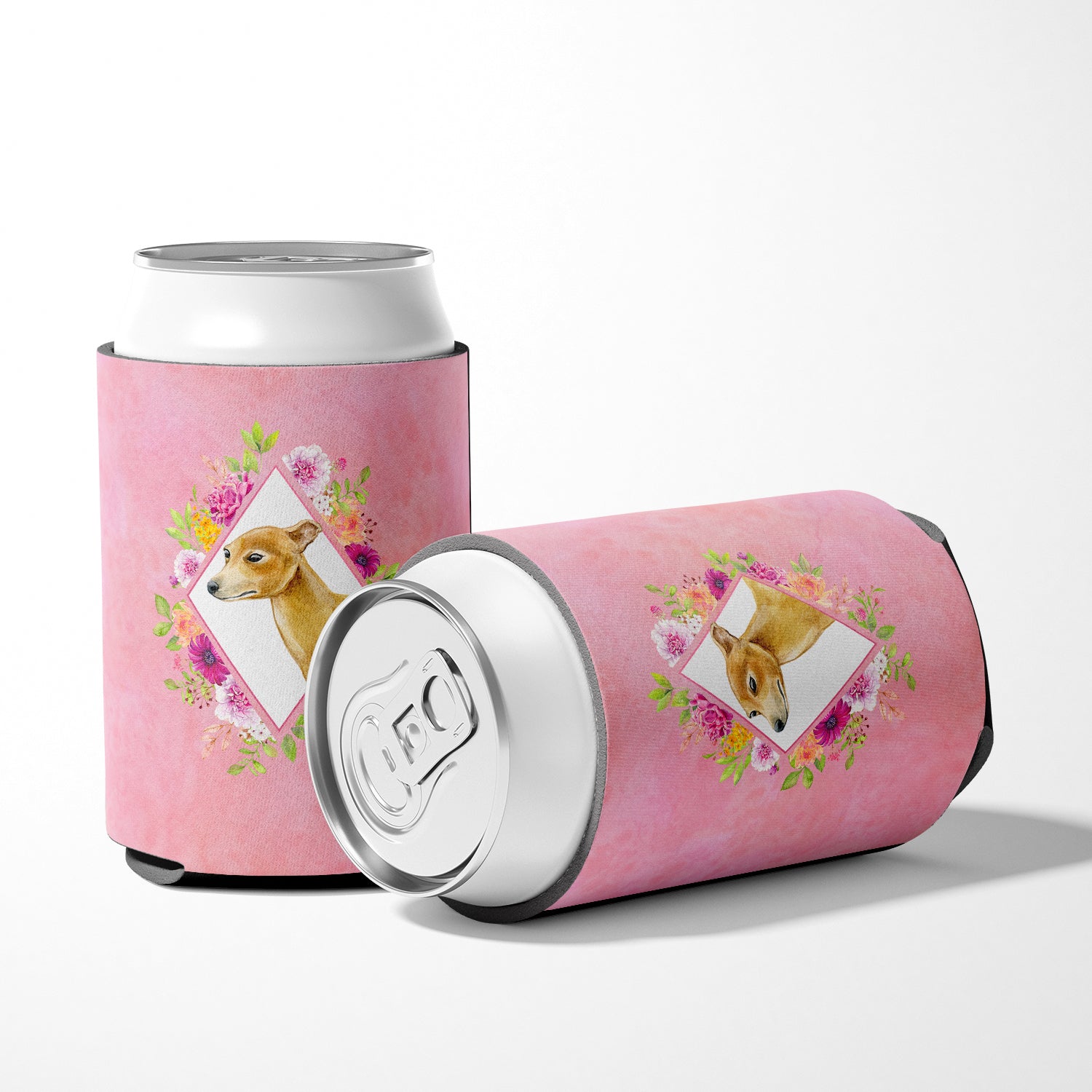 Italian Greyhound Pink Flowers Can or Bottle Hugger CK4154CC