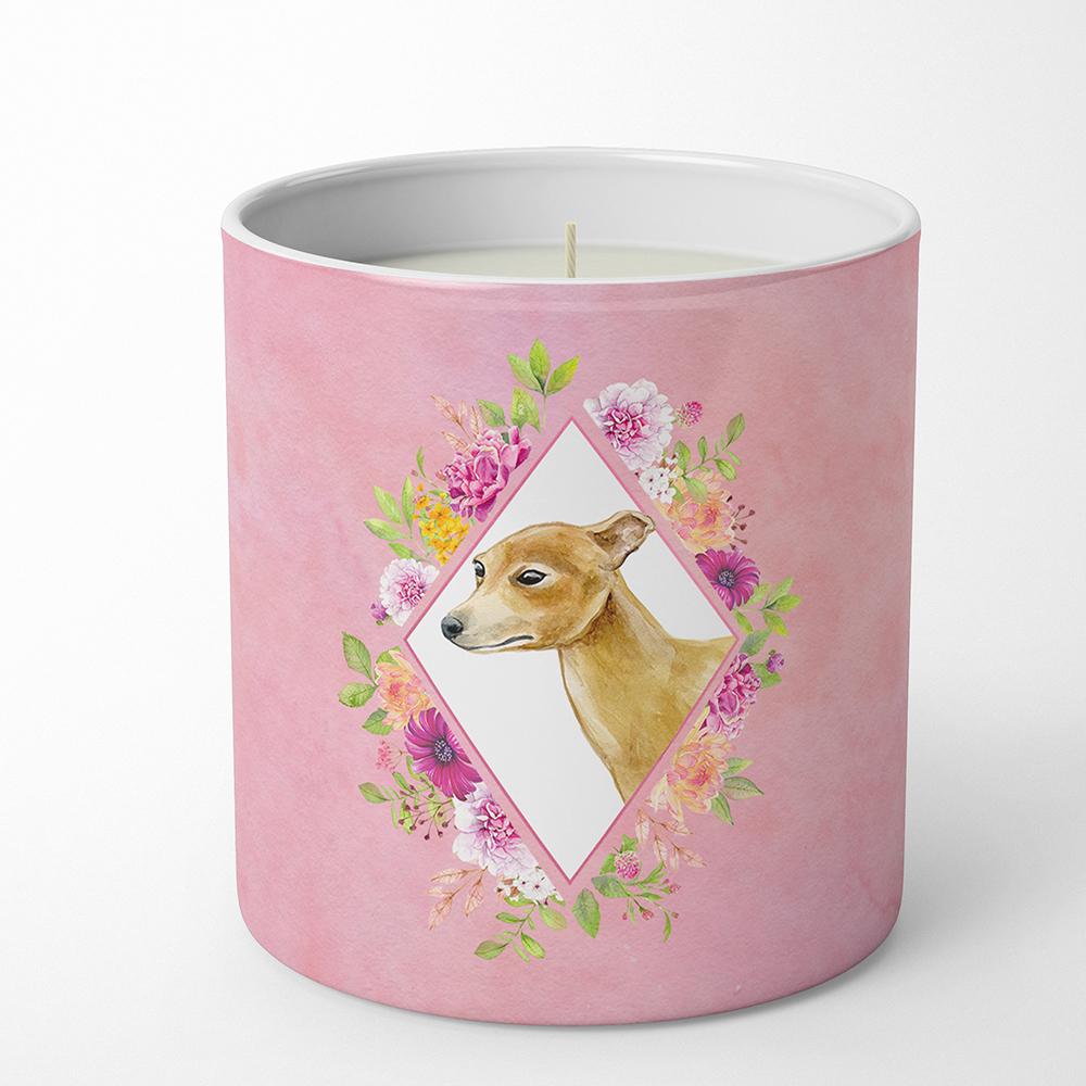 Italian Greyhound Pink Flowers 10 oz Decorative Soy Candle CK4154CDL by Caroline&#39;s Treasures