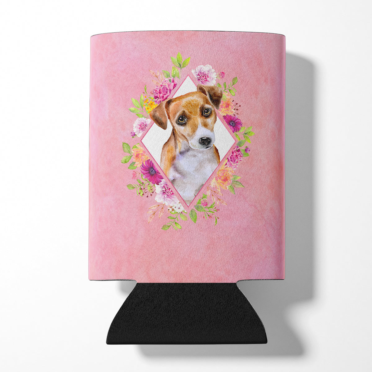 Jack Russell Terrier #1 Pink Flowers Can or Bottle Hugger CK4155CC