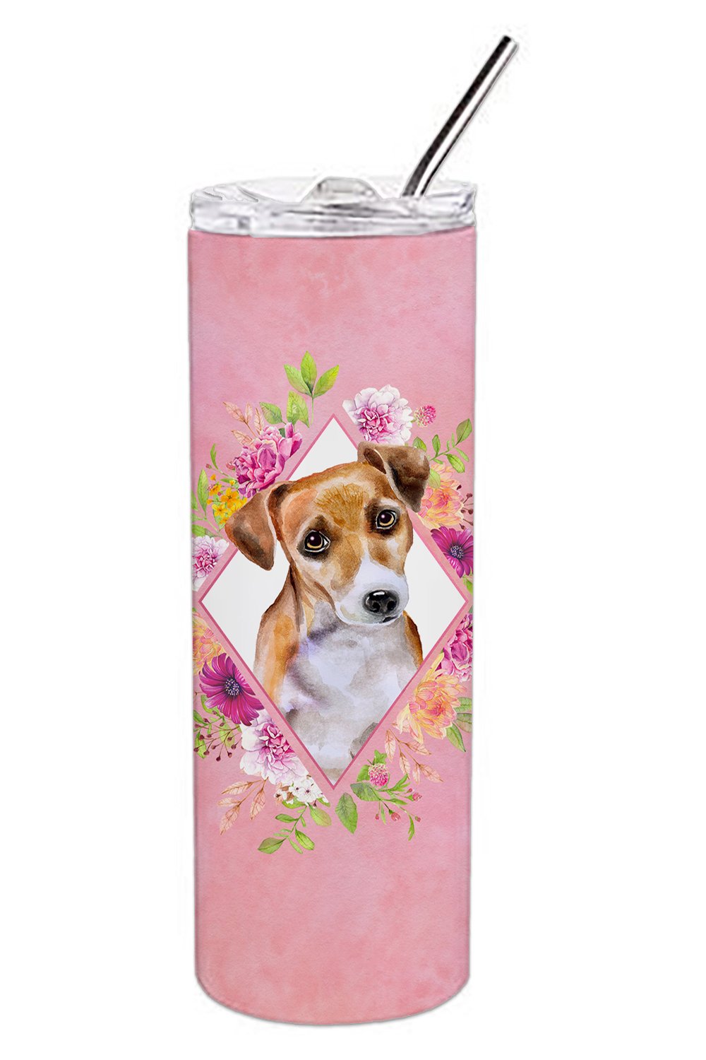 Jack Russell Terrier #1 Pink Flowers Double Walled Stainless Steel 20 oz Skinny Tumbler CK4155TBL20 by Caroline's Treasures