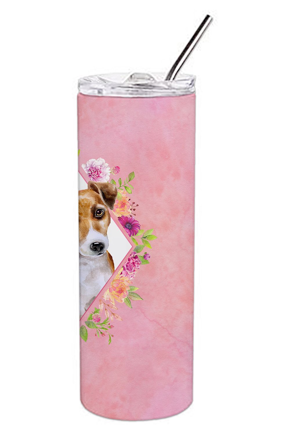 Jack Russell Terrier #1 Pink Flowers Double Walled Stainless Steel 20 oz Skinny Tumbler CK4155TBL20 by Caroline's Treasures