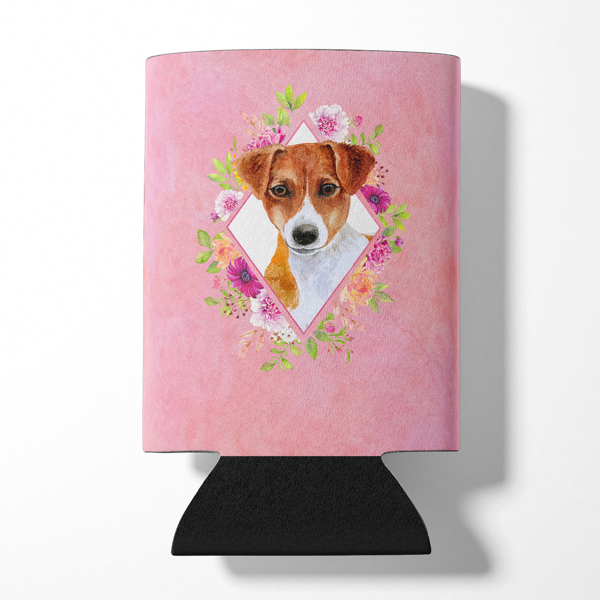 Jack Russell Terrier #2 Pink Flowers Can or Bottle Hugger CK4156CC
