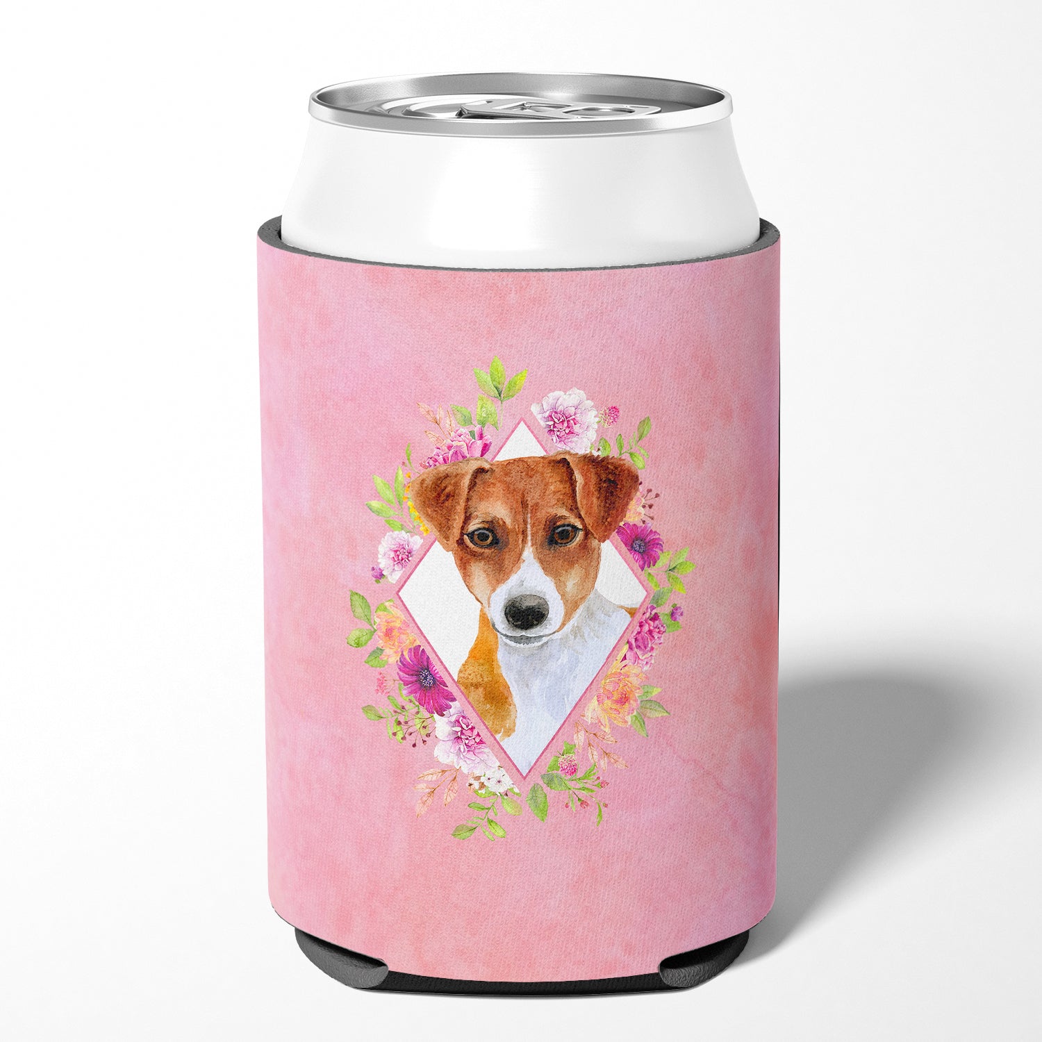 Jack Russell Terrier #2 Pink Flowers Can or Bottle Hugger CK4156CC  the-store.com.