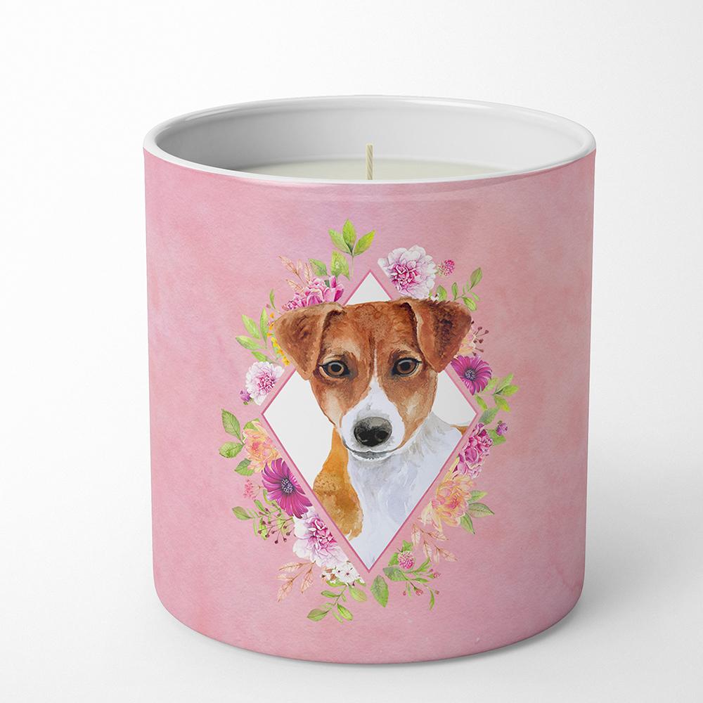 Jack Russell Terrier #2 Pink Flowers 10 oz Decorative Soy Candle CK4156CDL by Caroline&#39;s Treasures