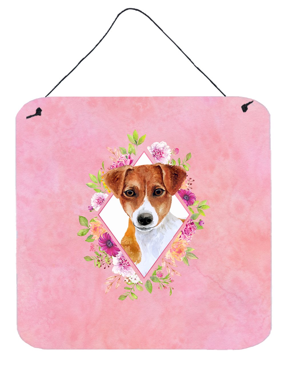 Jack Russell Terrier #2 Pink Flowers Wall or Door Hanging Prints CK4156DS66 by Caroline&#39;s Treasures