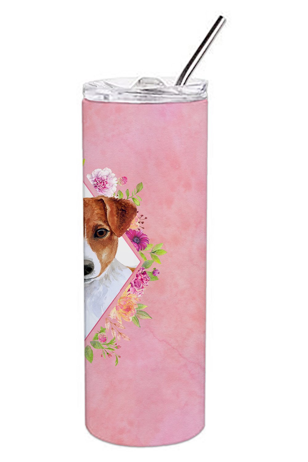 Jack Russell Terrier #2 Pink Flowers Double Walled Stainless Steel 20 oz Skinny Tumbler CK4156TBL20 by Caroline's Treasures