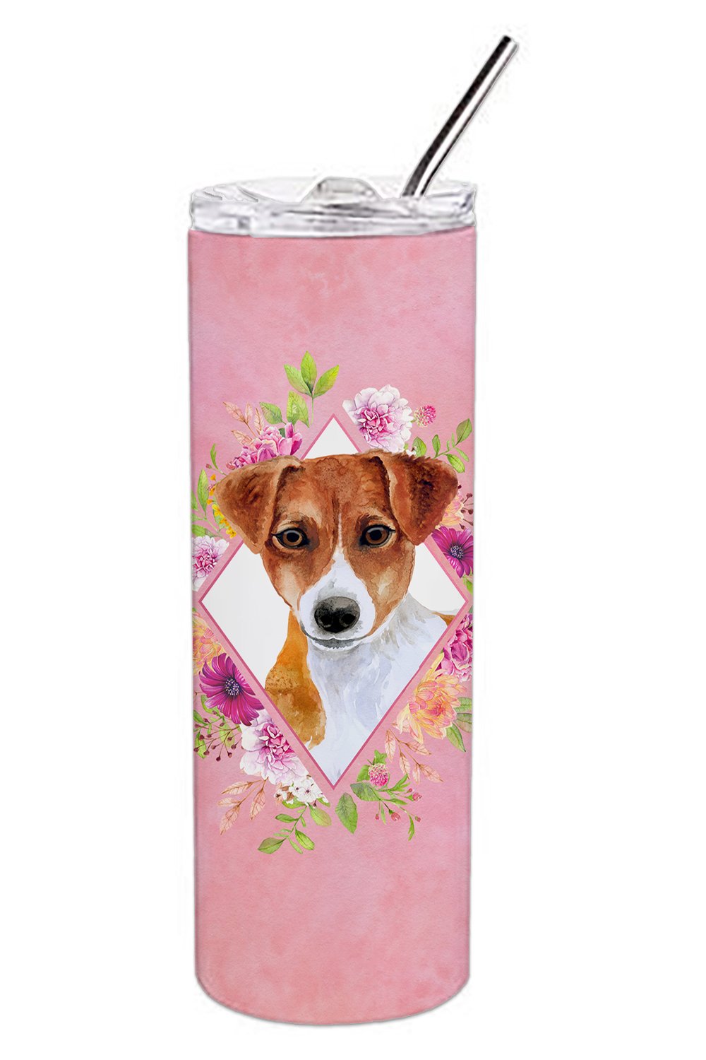 Jack Russell Terrier #2 Pink Flowers Double Walled Stainless Steel 20 oz Skinny Tumbler CK4156TBL20 by Caroline's Treasures