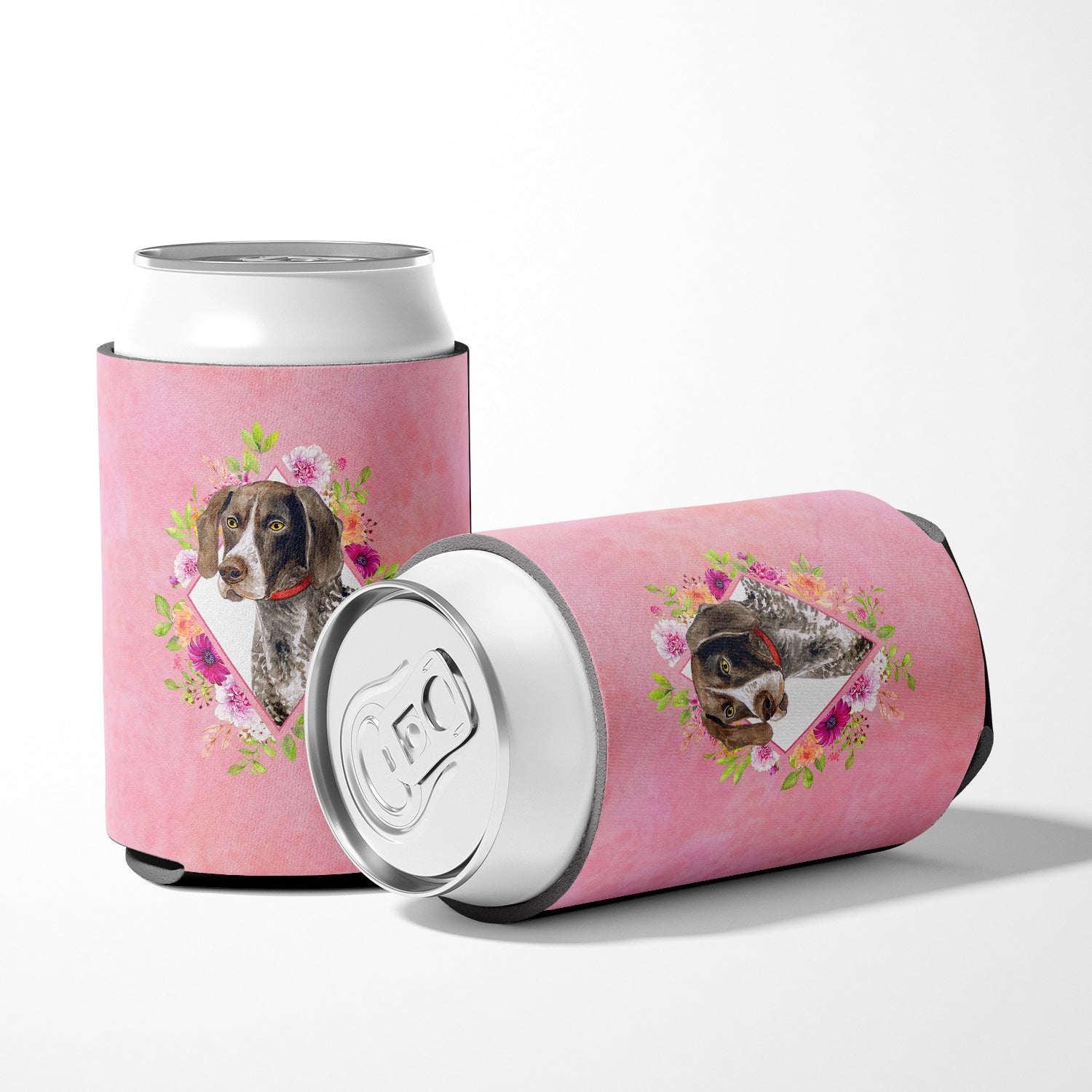 German Shorthaired Pointer Pink Flowers Can or Bottle Hugger CK4157CC