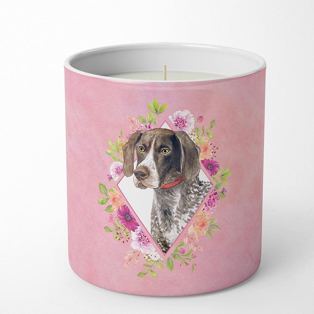 German Shorthaired Pointer Pink Flowers 10 oz Decorative Soy Candle CK4157CDL by Caroline&#39;s Treasures