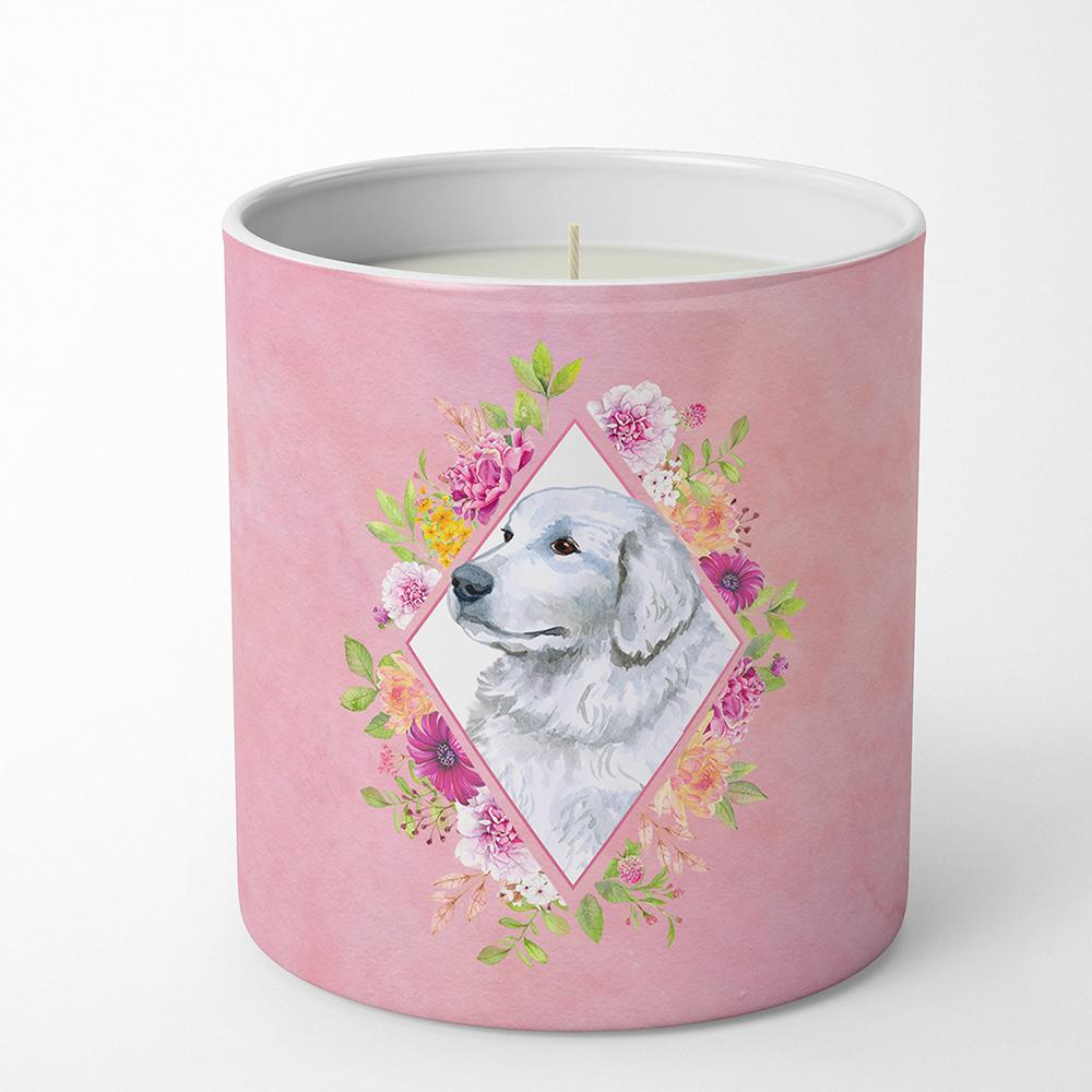 Great Pyrenees Pink Flowers 10 oz Decorative Soy Candle CK4160CDL by Caroline&#39;s Treasures