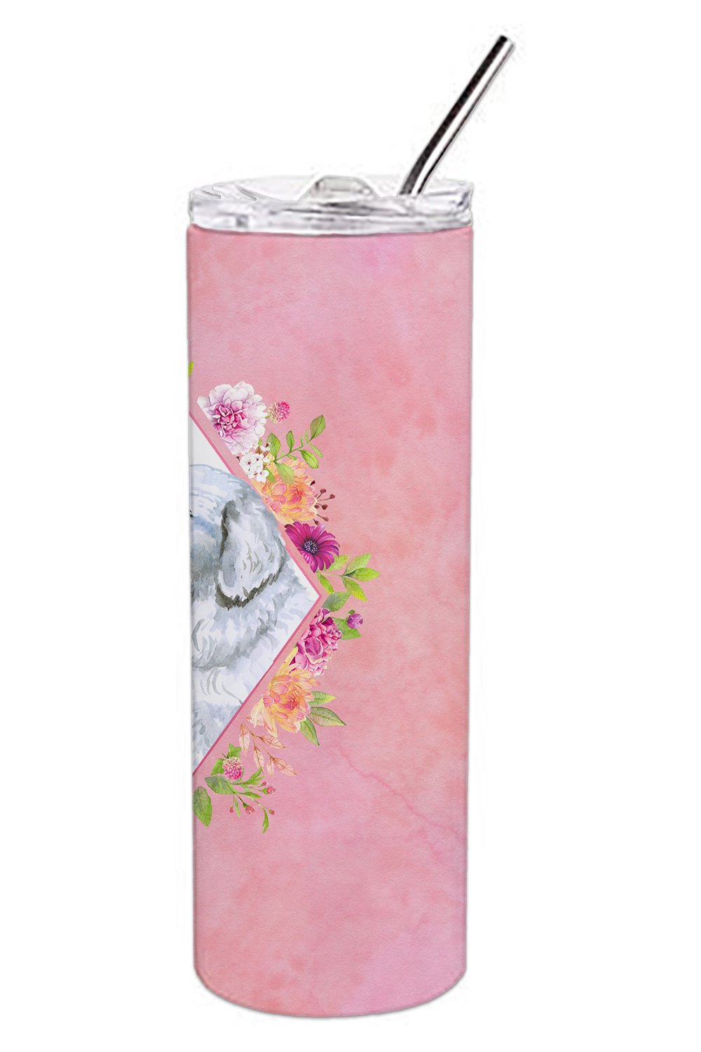 Great Pyrenees Pink Flowers Double Walled Stainless Steel 20 oz Skinny Tumbler CK4160TBL20 by Caroline's Treasures