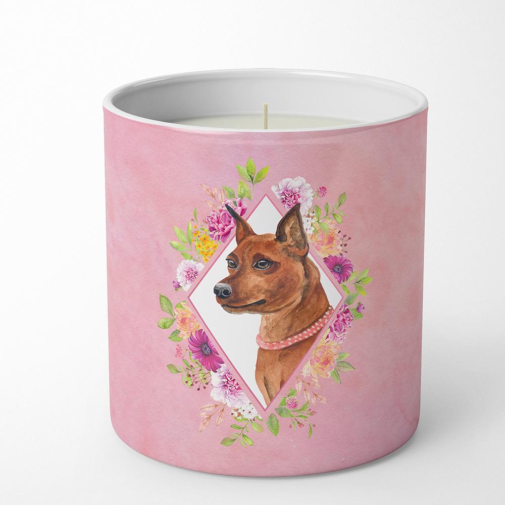 Miniature Pinscher Pink Flowers 10 oz Decorative Soy Candle CK4161CDL by Caroline&#39;s Treasures