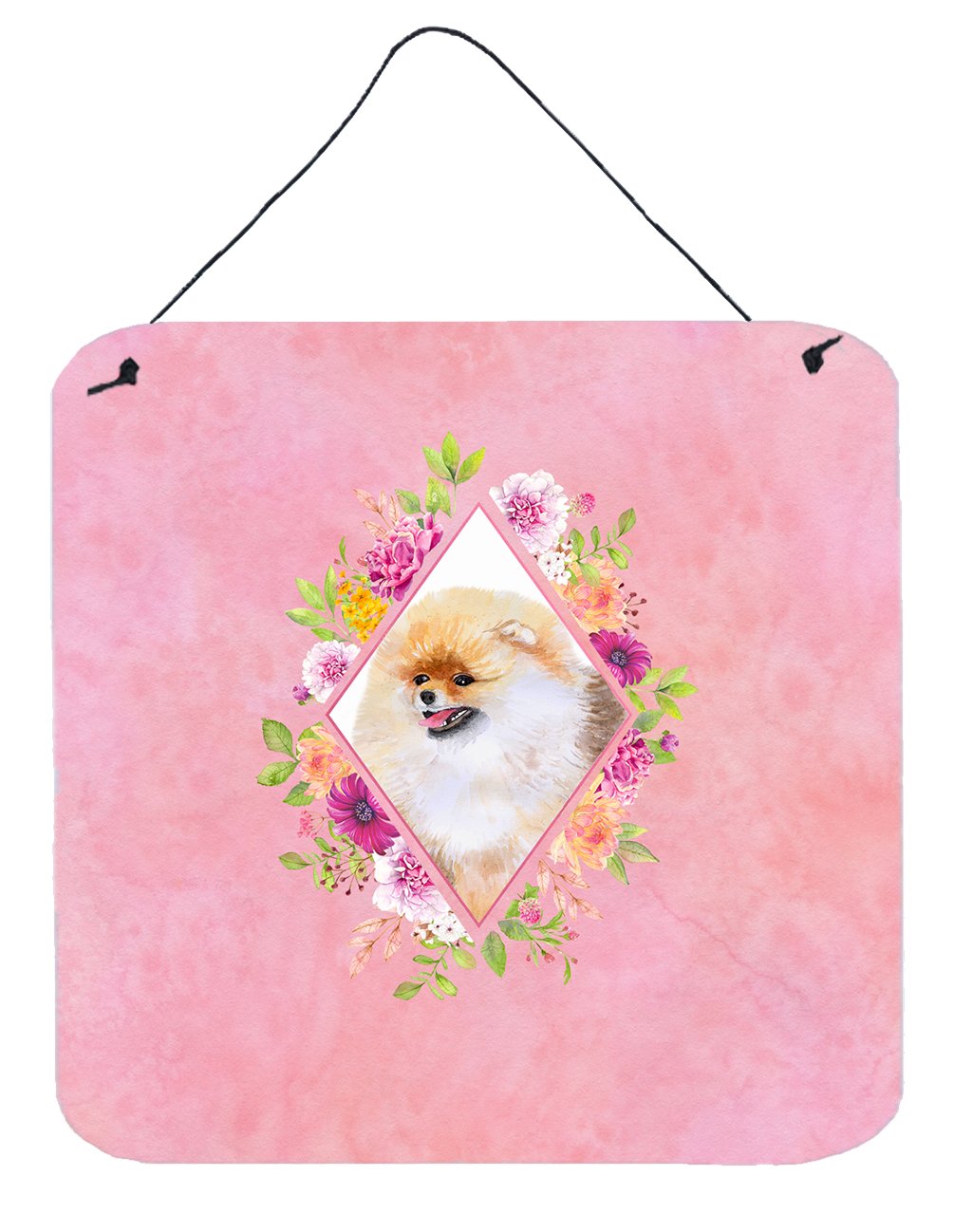 Pomeranian #2 Pink Flowers Wall or Door Hanging Prints CK4170DS66 by Caroline&#39;s Treasures