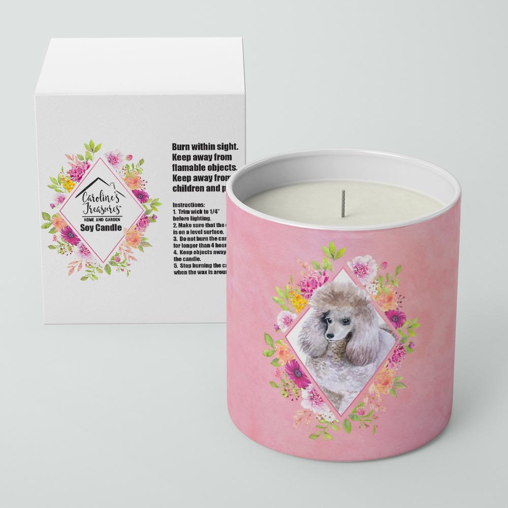 Standard Grey Poodle Pink Flowers 10 oz Decorative Soy Candle CK4173CDL by Caroline's Treasures