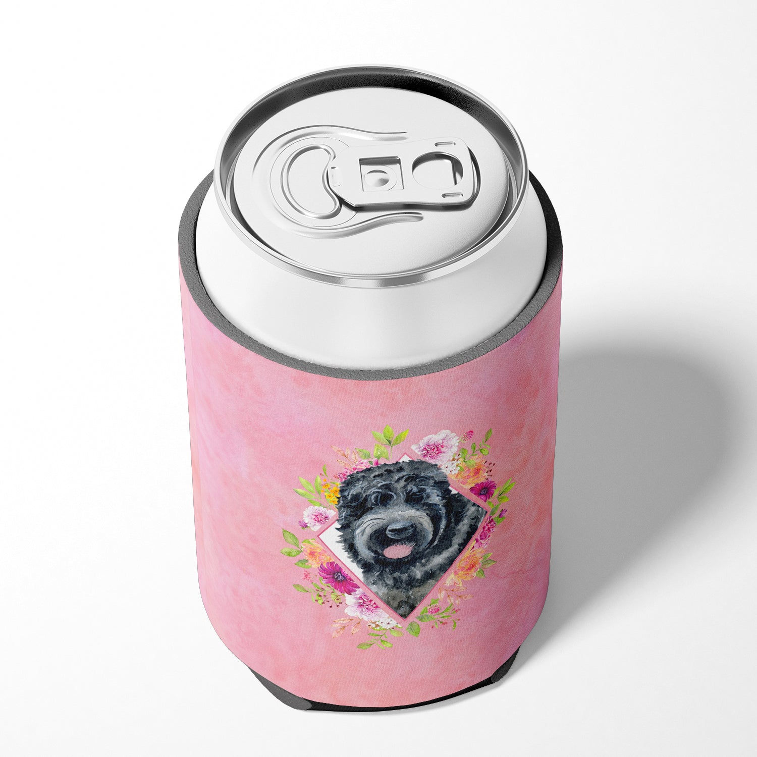 Russian Black Terrier Pink Flowers Can or Bottle Hugger CK4176CC