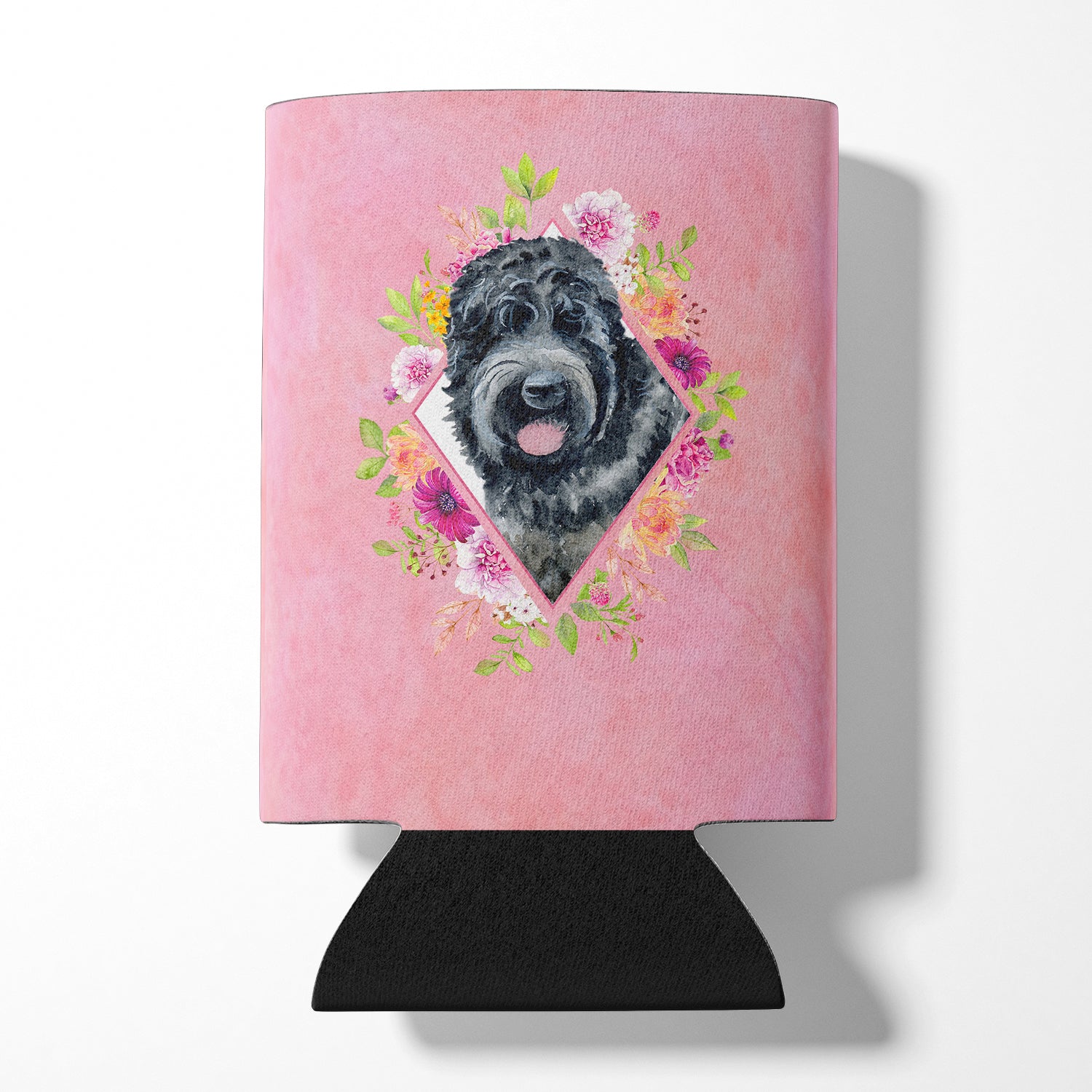 Russian Black Terrier Pink Flowers Can or Bottle Hugger CK4176CC  the-store.com.