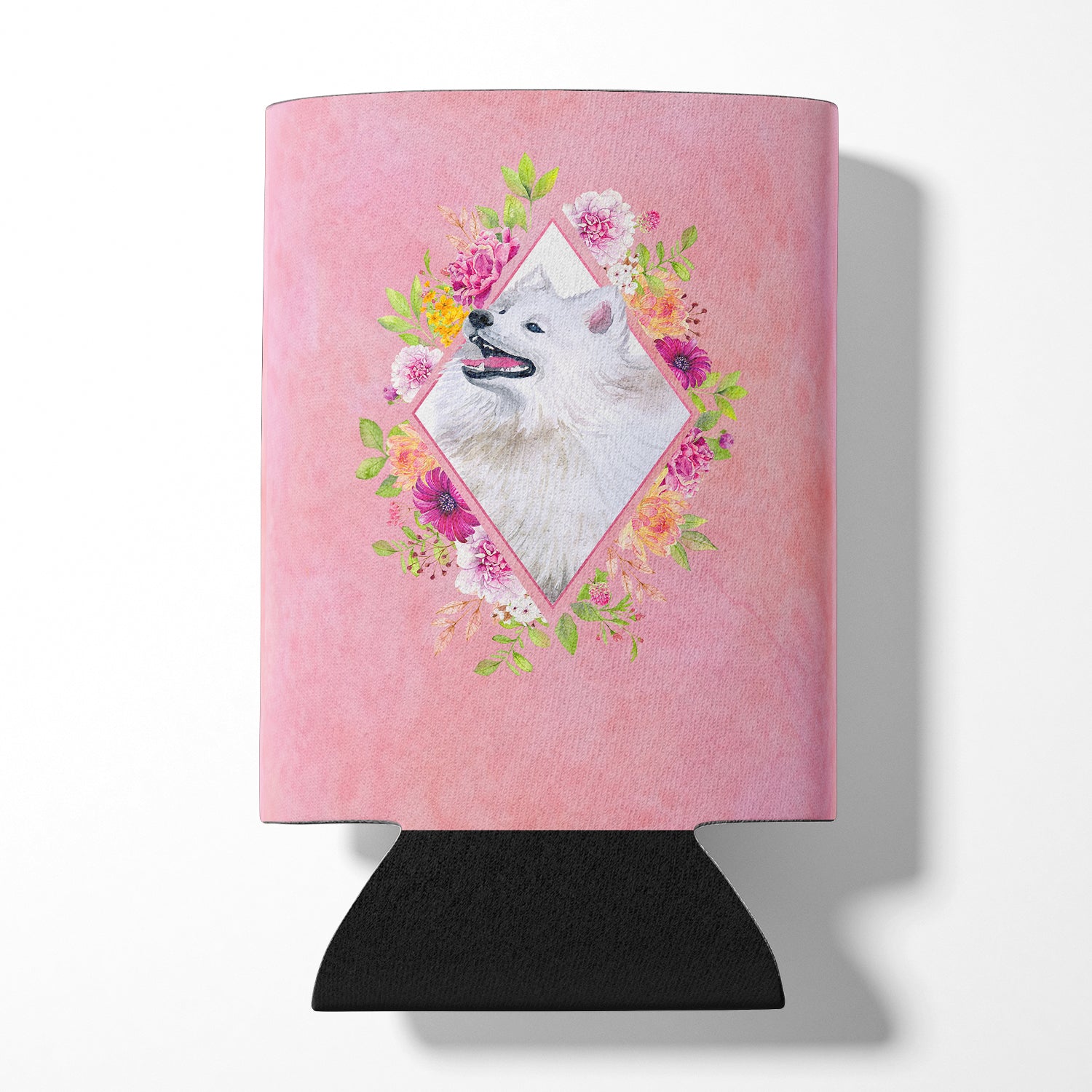 Samoyed Pink Flowers Can or Bottle Hugger CK4177CC  the-store.com.