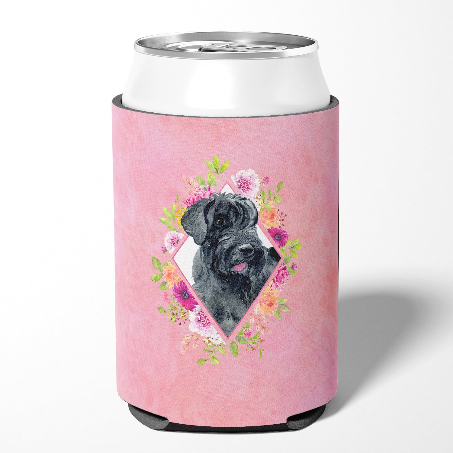 Giant Schnauzer Pink Flowers Can or Bottle Hugger CK4178CC  the-store.com.