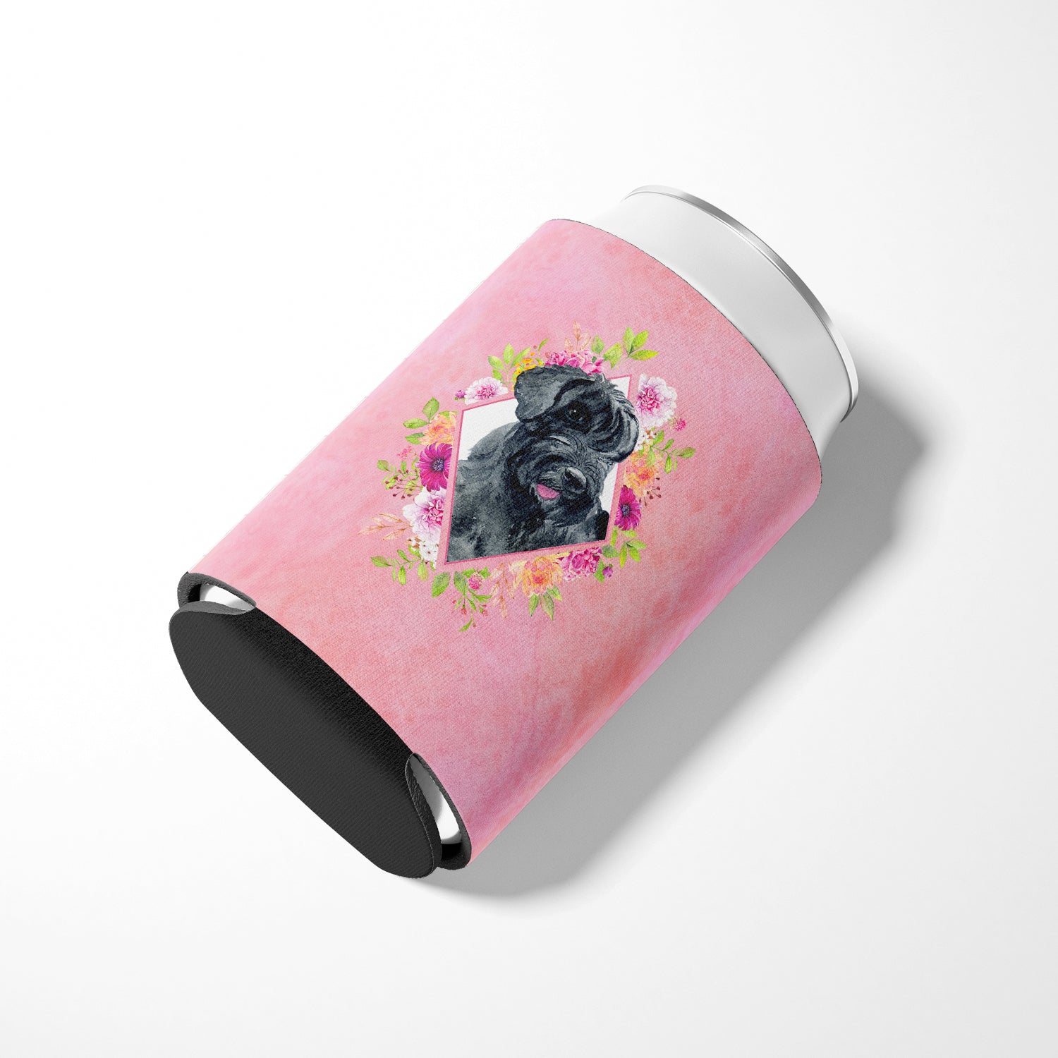Giant Schnauzer Pink Flowers Can or Bottle Hugger CK4178CC