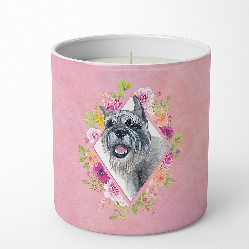 Schnauzer Pink Flowers 10 oz Decorative Soy Candle CK4179CDL by Caroline&#39;s Treasures