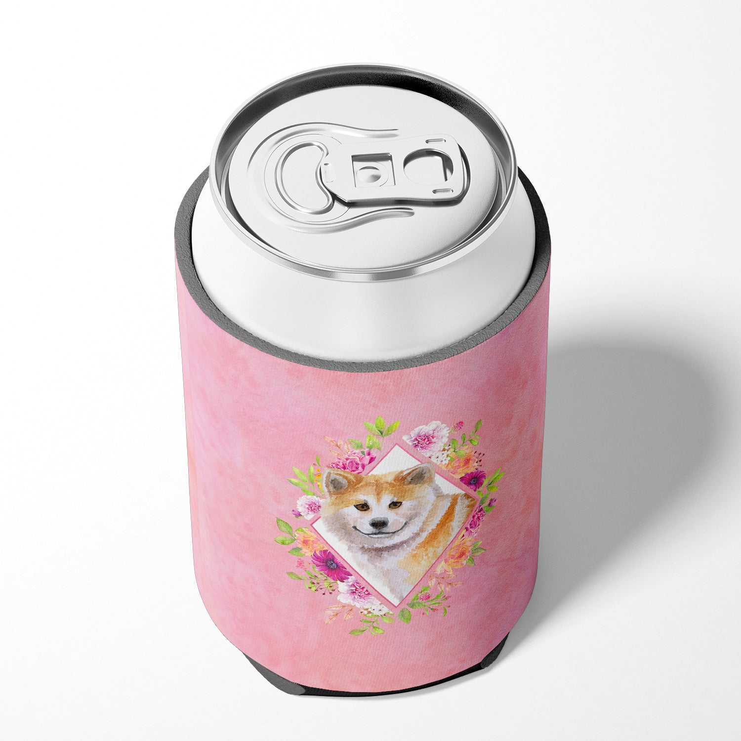 Shiba Inu Pink Flowers Can or Bottle Hugger CK4183CC  the-store.com.