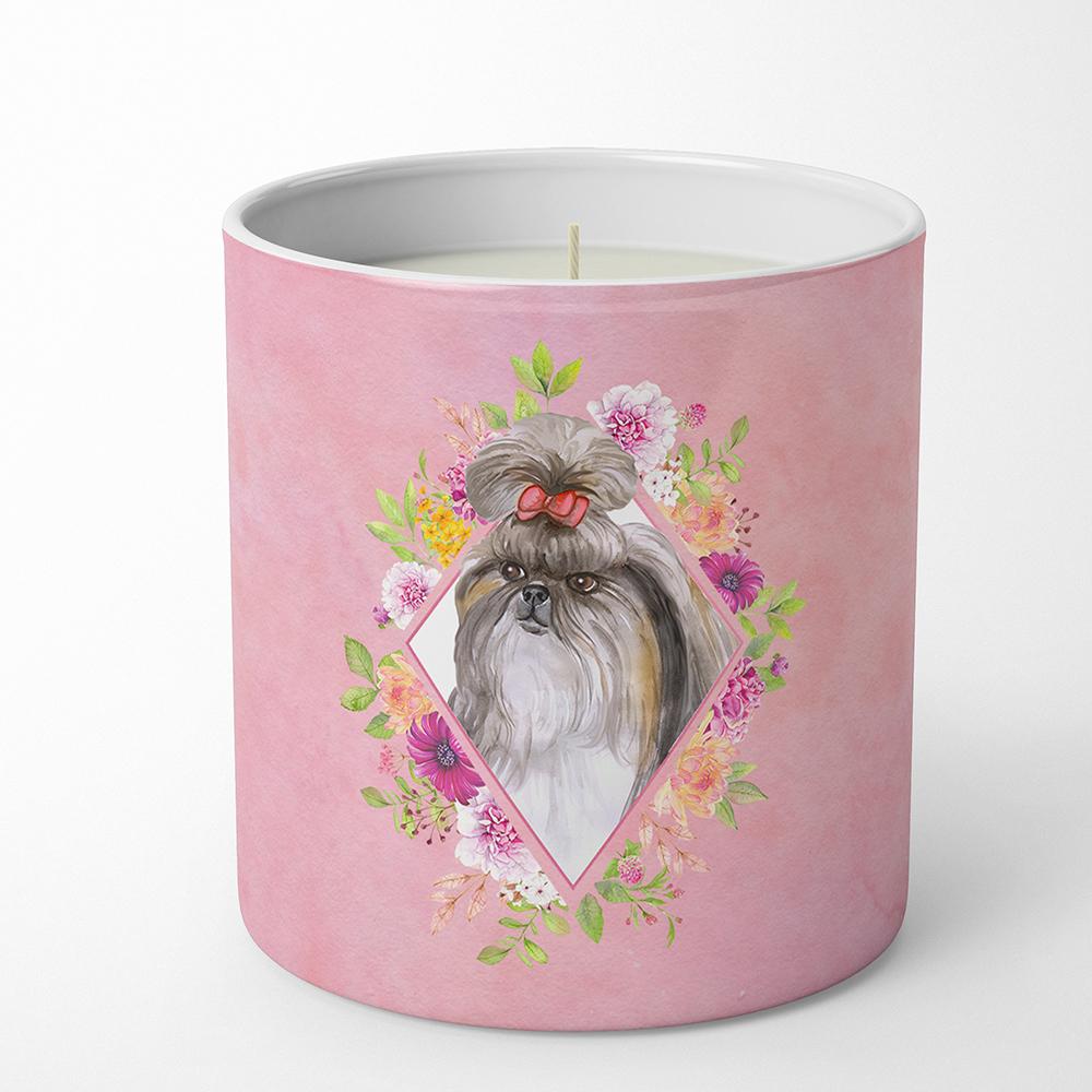 Shih Tzu Pink Flowers 10 oz Decorative Soy Candle CK4184CDL by Caroline&#39;s Treasures
