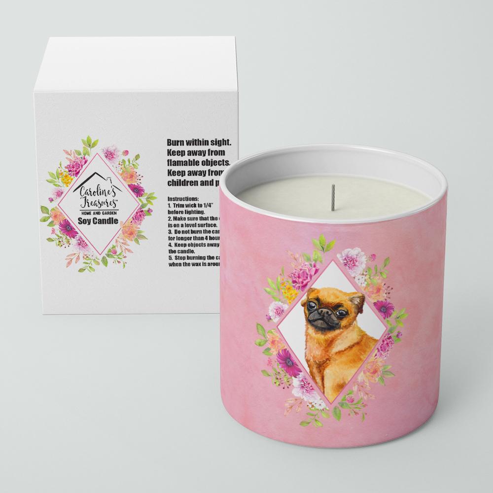 Brabant Griffon Pink Flowers 10 oz Decorative Soy Candle CK4185CDL by Caroline's Treasures