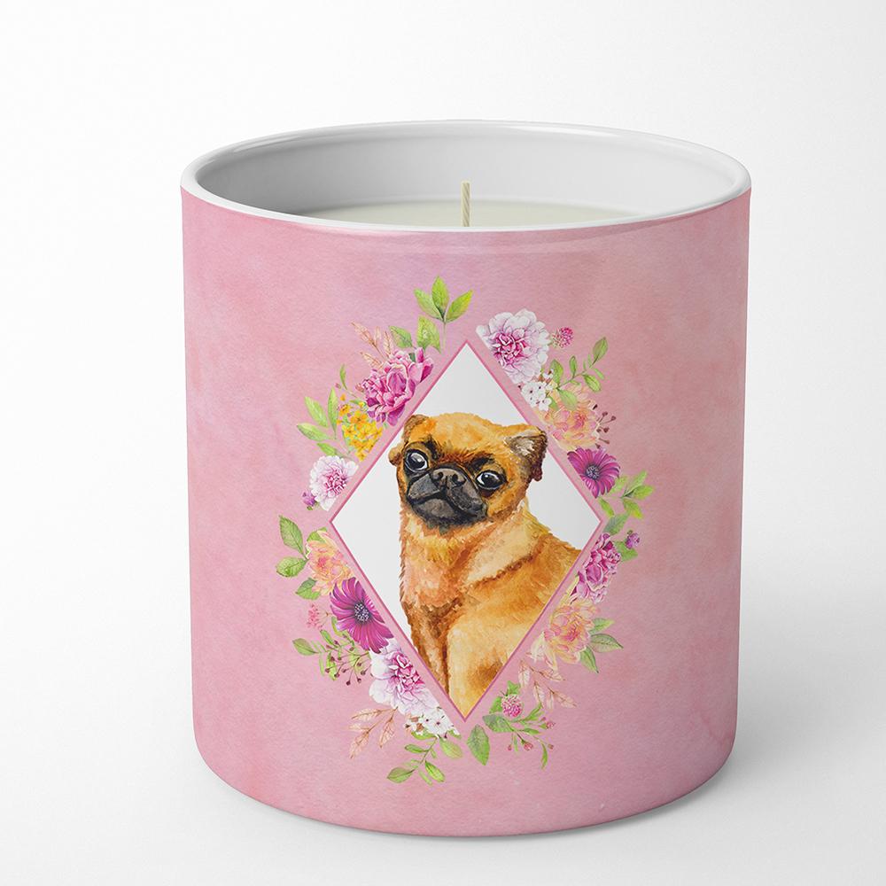 Brabant Griffon Pink Flowers 10 oz Decorative Soy Candle CK4185CDL by Caroline's Treasures