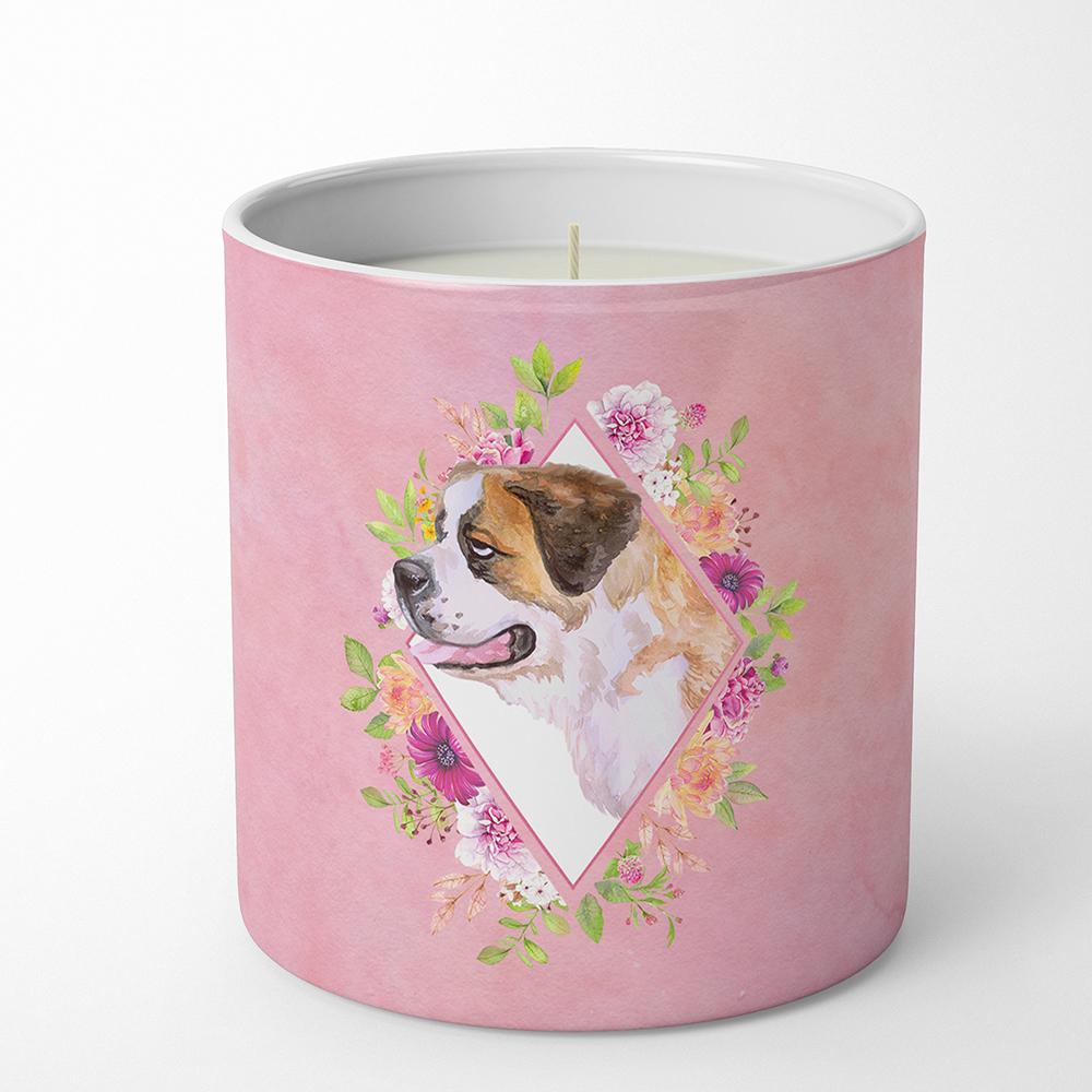 Saint Bernard #1 Pink Flowers 10 oz Decorative Soy Candle CK4186CDL by Caroline&#39;s Treasures