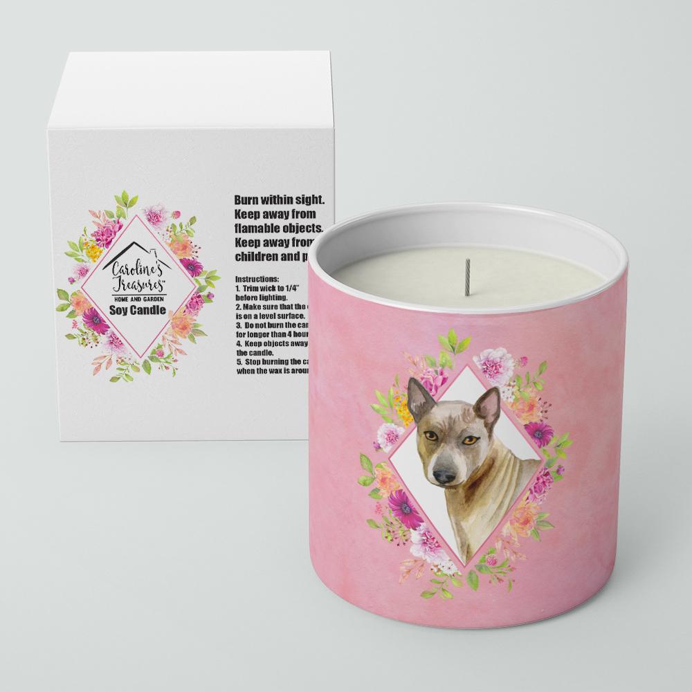 Caroline's Treasures Thai Ridgeback Pink Flowers 10 oz Decorative Soy Candle CK4188CDL
