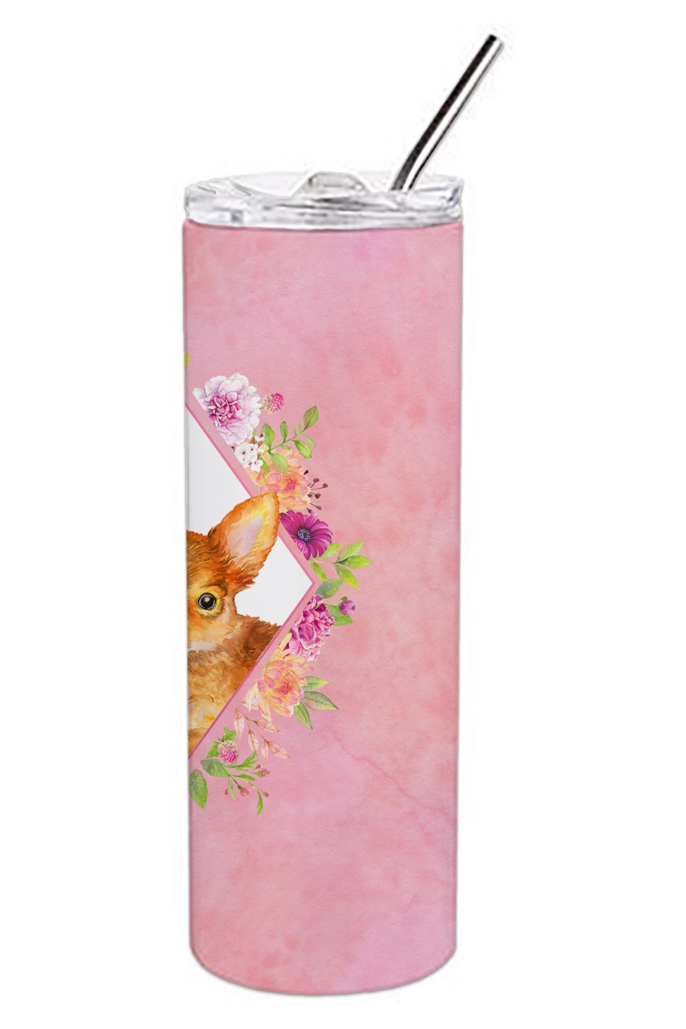 Toy Terrier Pink Flowers Double Walled Stainless Steel 20 oz Skinny Tumbler CK4190TBL20 by Caroline's Treasures