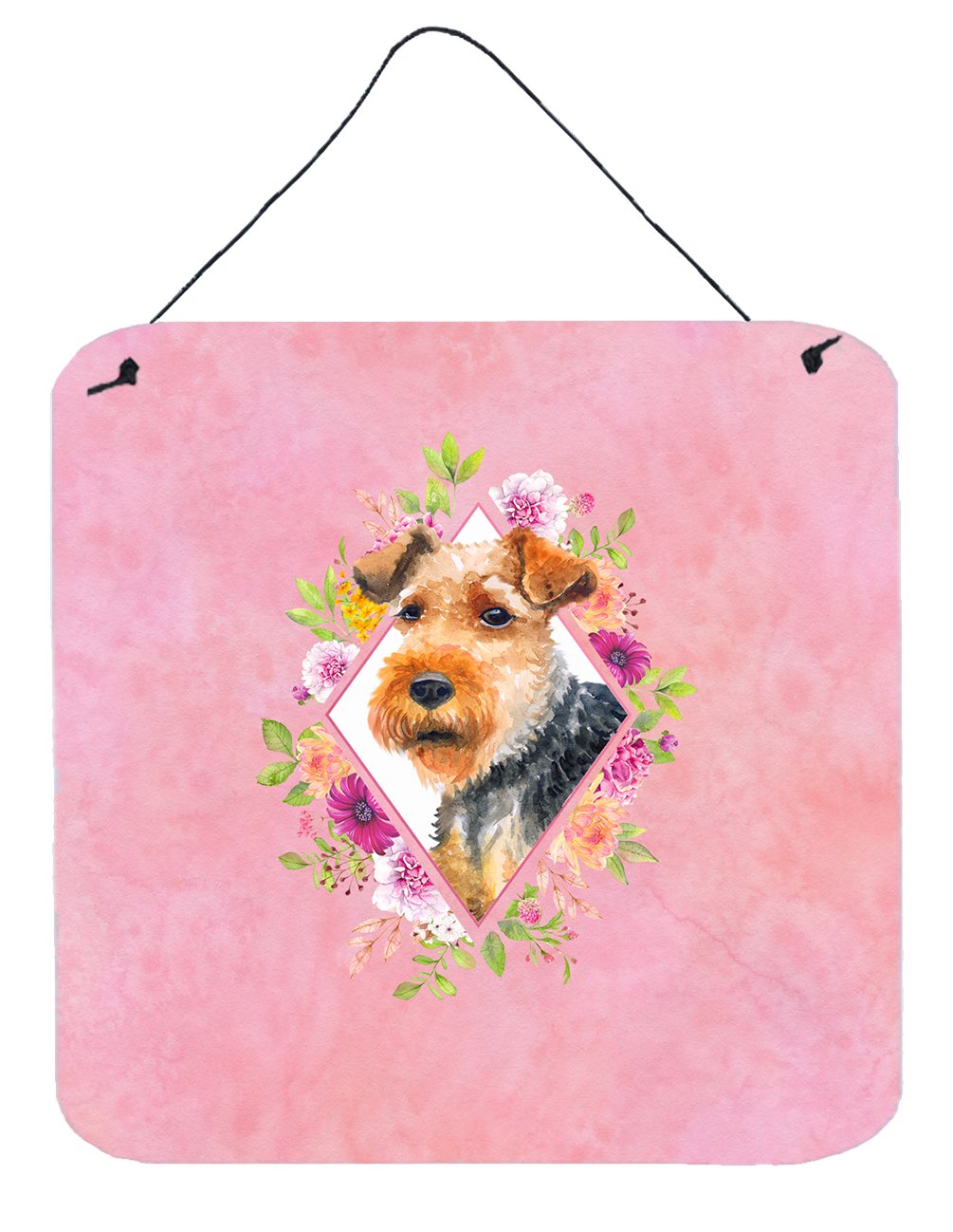 Welsh Terrier Pink Flowers Wall or Door Hanging Prints CK4192DS66 by Caroline&#39;s Treasures